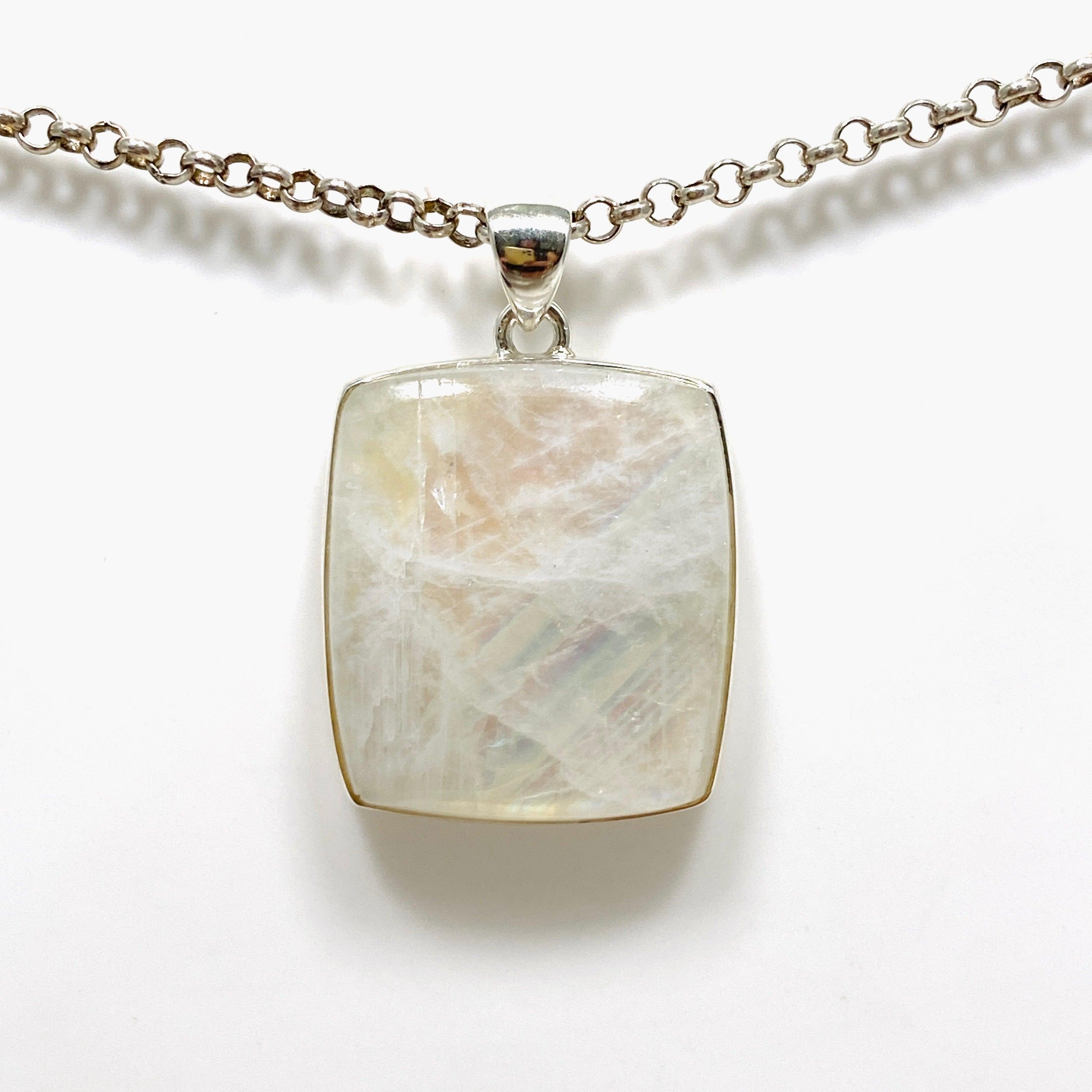 Moonstone Square Pendant Necklace - 925 Sterling Silver Jewelry for Women, Elegant Gift for Birthday, Anniversary & Special Occasions | Perfect for Boho, Hippie & Everyday Wear