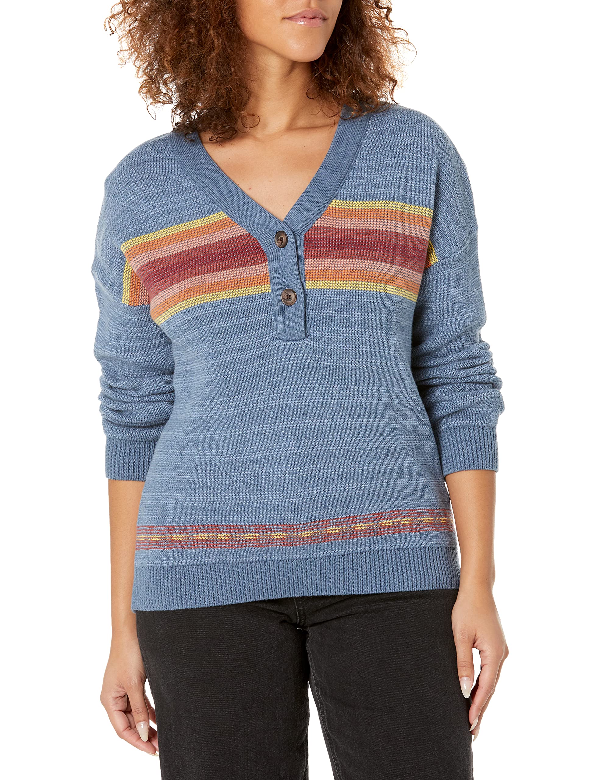 Pendleton Women's V-Neck Henley Graphic Cotton Sweater - Soft & Stylish Pullover for Casual Wear, Fall & Winter Fashion, Outdoor Activities & Layering