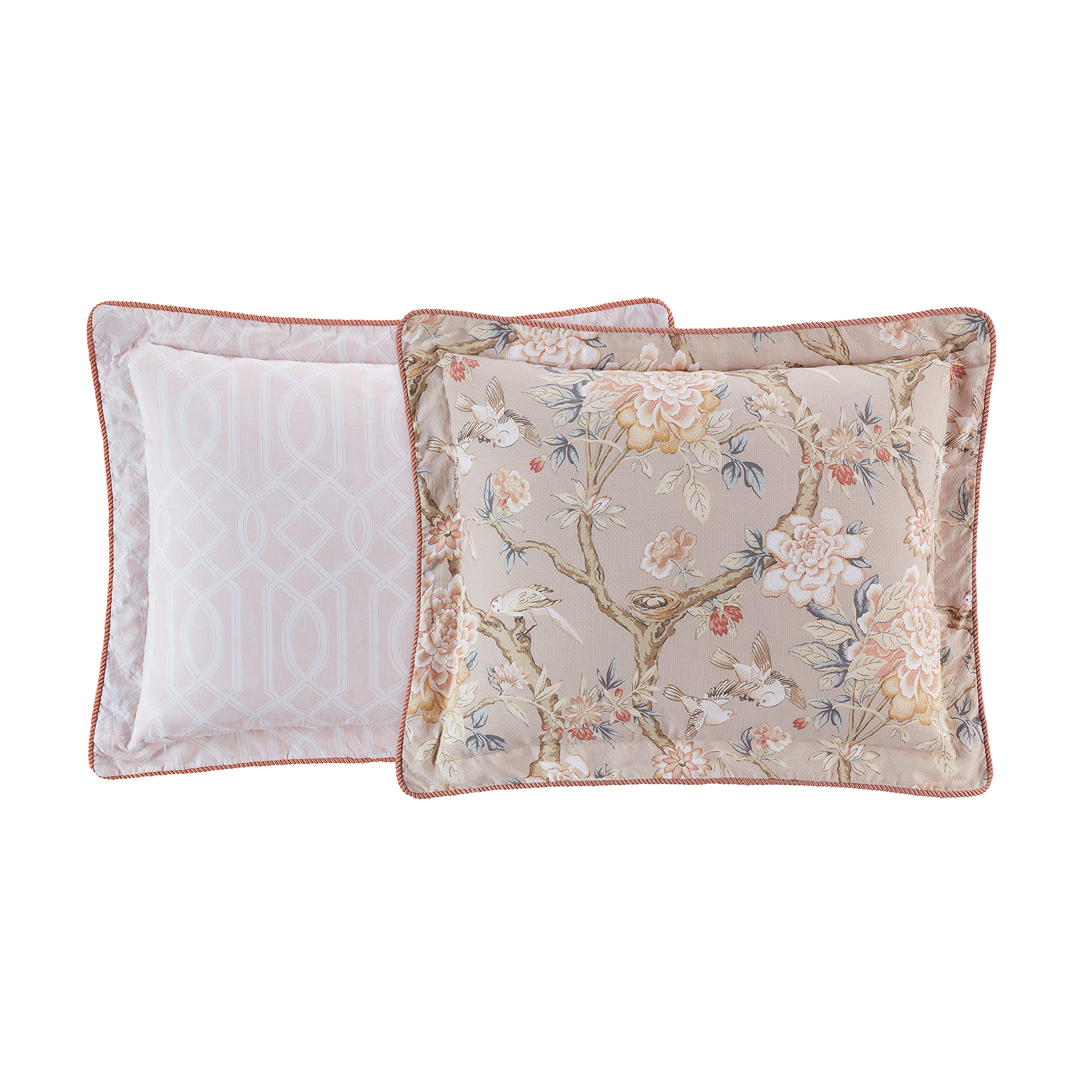 Waverly Peony Gardens 4-Piece King Cotton Comforter Set - All Season Embellished Bedding with Comforter, Bed Skirt & 2 Pillow Shams - Machine Washable Taupe - Perfect for Master Bedroom, Guest Room & Luxury Hotel Decor