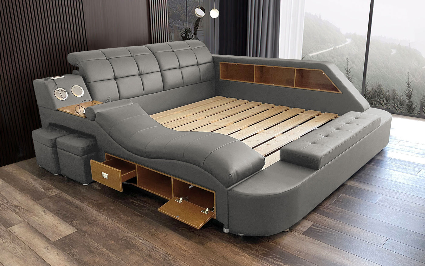 Hariana Tech Smart Ultimate Bed - All-in-One Adjustable Bed with Massage & USB Charging | Perfect for Home, Office & Guest Room Comfort