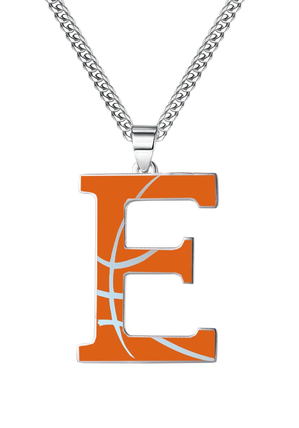 WIGERLON Personalized Basketball Initial Necklace - Stainless Steel Letter Pendant Jewelry for Men & Women - Perfect Basketball Gift for Players, Coaches & Fans (Game Day, Birthday, Anniversary)