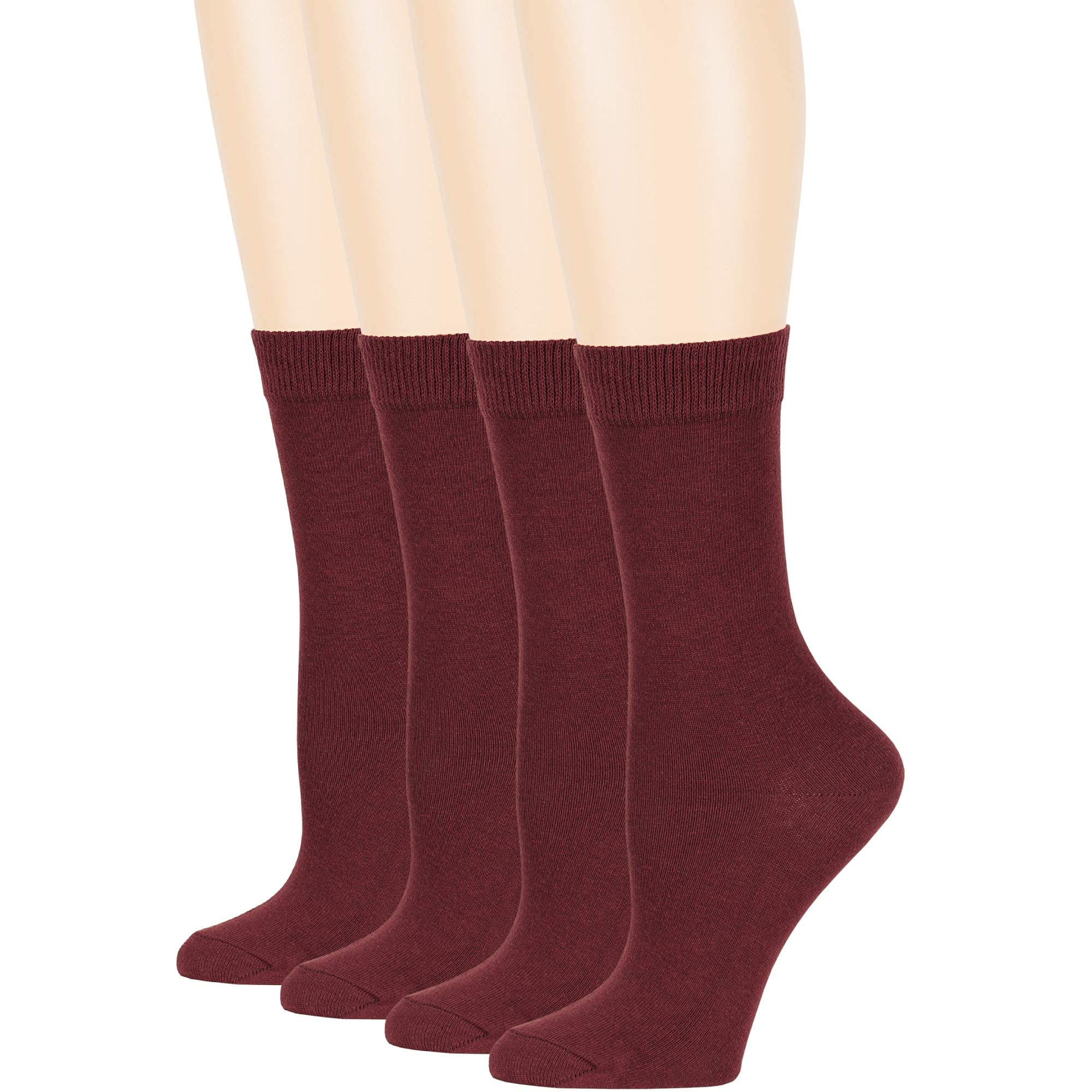 7BigStars Women's Cotton Dress Socks 4-Pack (Size L/M) - Assorted Colors Black, Brown, Blue, Grey, Beige, Khaki, Olive Green - Comfortable Casual & Office Wear Socks for Everyday Use
