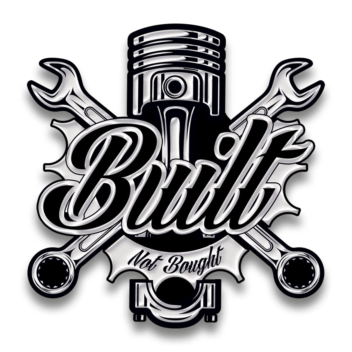 Built Not Bought Vinyl Decal Stickers - 5 Inch UV Resistant Car, Truck, Motorcycle, Laptop & Mug Decoration (3 Pack) - Perfect for Vehicles, Tech Gear & Outdoor Equipment Customization