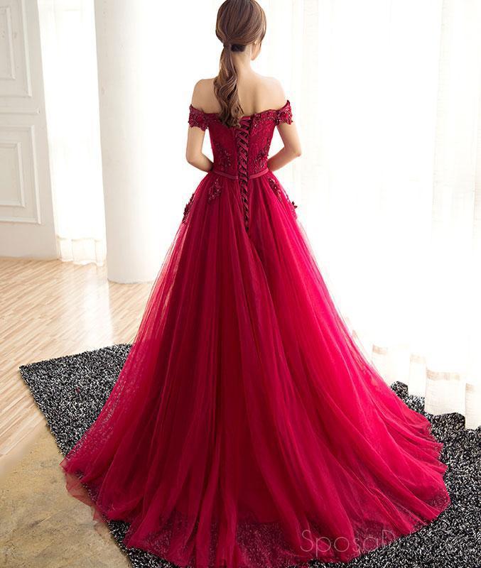 Elegant Off Shoulder Red Lace Beaded A-Line Long Evening Prom Dress for Women | Sweet 16 Dresses | Perfect for Prom Night, Homecoming, Quinceañera & Formal Events
