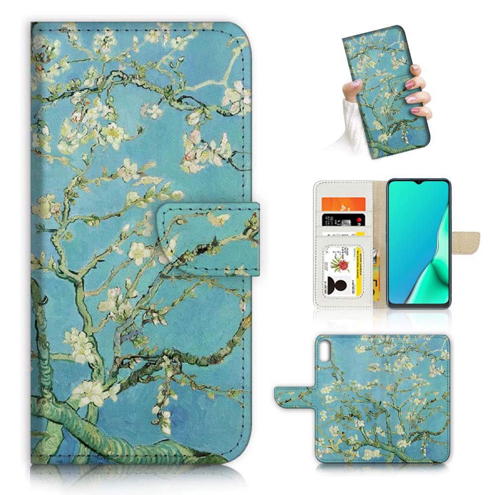 Premium Flip Wallet Phone Case for iPhone Xs & iPhone X - Blossoming Almond Tree Design (A23209) | RFID Protection | Perfect for Everyday Use & Travel