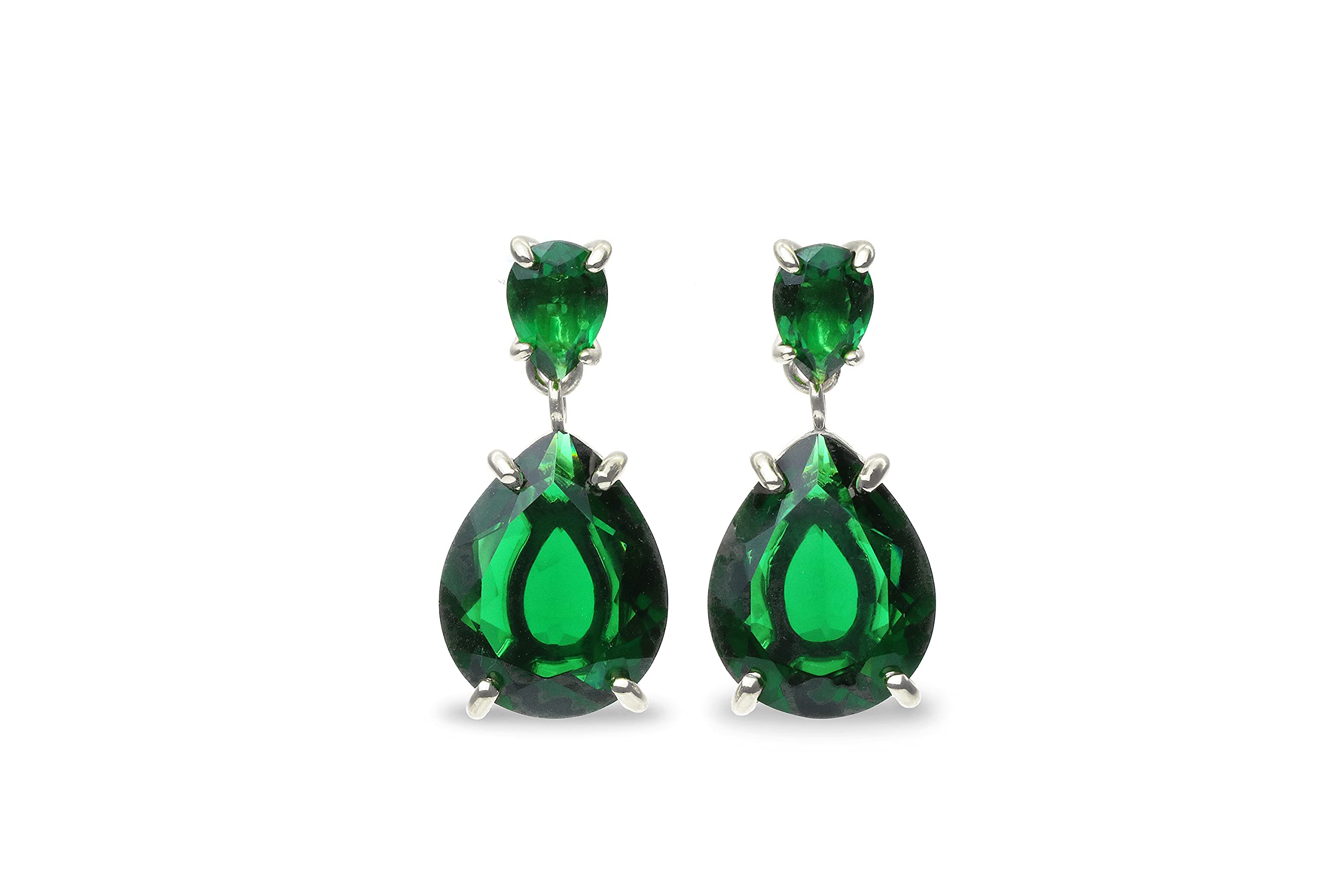 Luxury Emerald Stud Earrings for Women - Sterling Silver Birthstone Jewelry for Bridal & Gifting