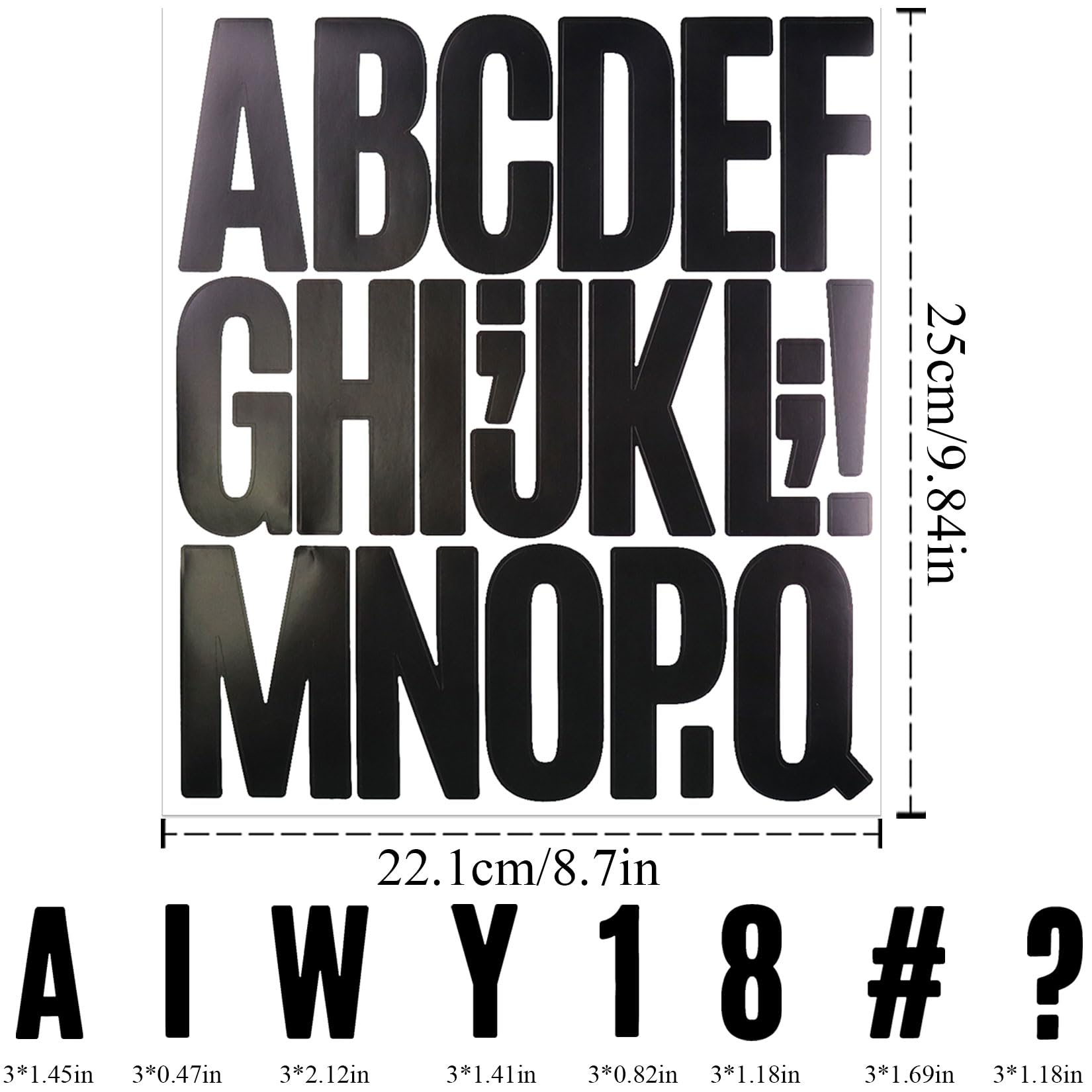 174-Piece 3 Inch Black Vinyl Alphabet Letter Number Stickers - Self-Adhesive Punctuation Stickers for Mailbox, Scrapbooking, DIY Crafts, Home Decor & Arts Projects - Perfect for Labeling, Organizing & Creative Decoration