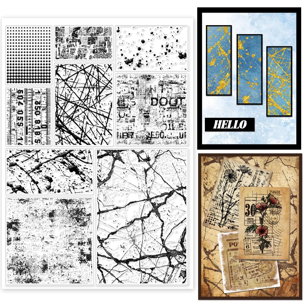 Vintage Stains Background Clear Stamps - 11.69x8.27 Inch Silicone Stamp Seals with Ink Dots & Art Lines for DIY Scrapbooking, Card Making, Photo Albums - Perfect for Crafting, Journaling, and Handmade Greeting Cards