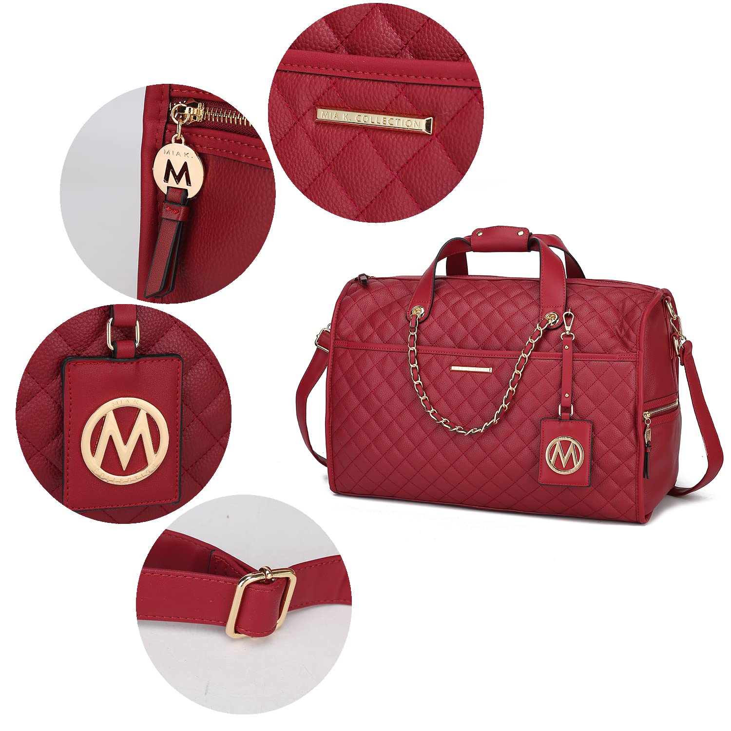 MKF Collection Women's Vegan Leather Duffle Bag - Large Cute Weekender Carry-On Luggage for Travel, Gym & Work | Perfect for Weekend Getaways, Business Trips & Gym Essentials