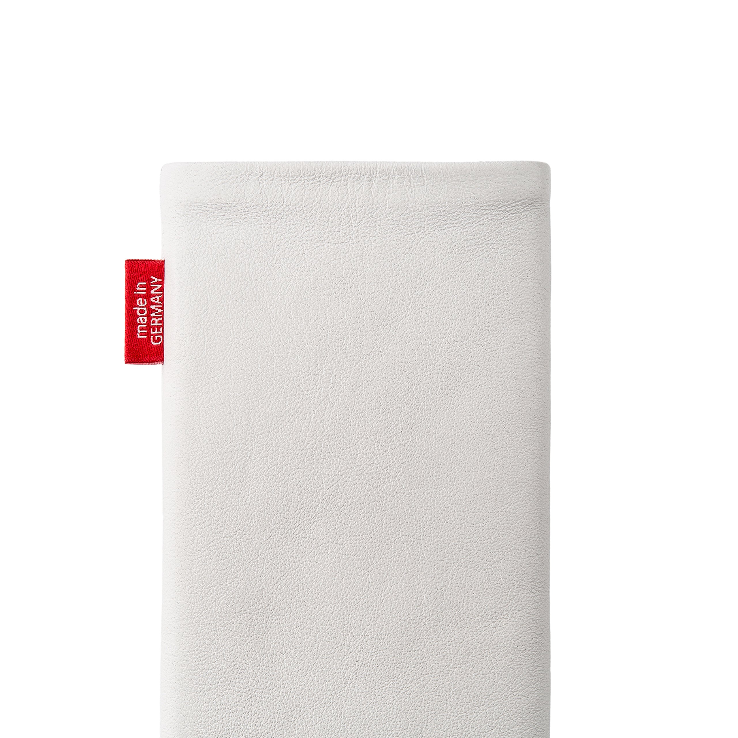 Premium White Custom Tailored Sleeve for Google Pixel 4a Case | German-Made Genuine Nappa Leather Pouch with Microfiber Lining | Perfect for Display Protection & Cleaning | Ideal for Business Professionals & Daily Commuters