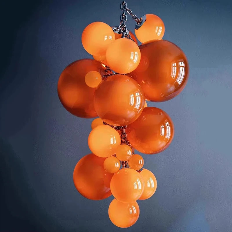Modern Large Glass Bubble Chandelier - Elegant Ceiling Light Fixture for Dining Room, Living Room & Bedroom Lighting | Dimmable LED Crystal Pendant Lamp for Home Decor