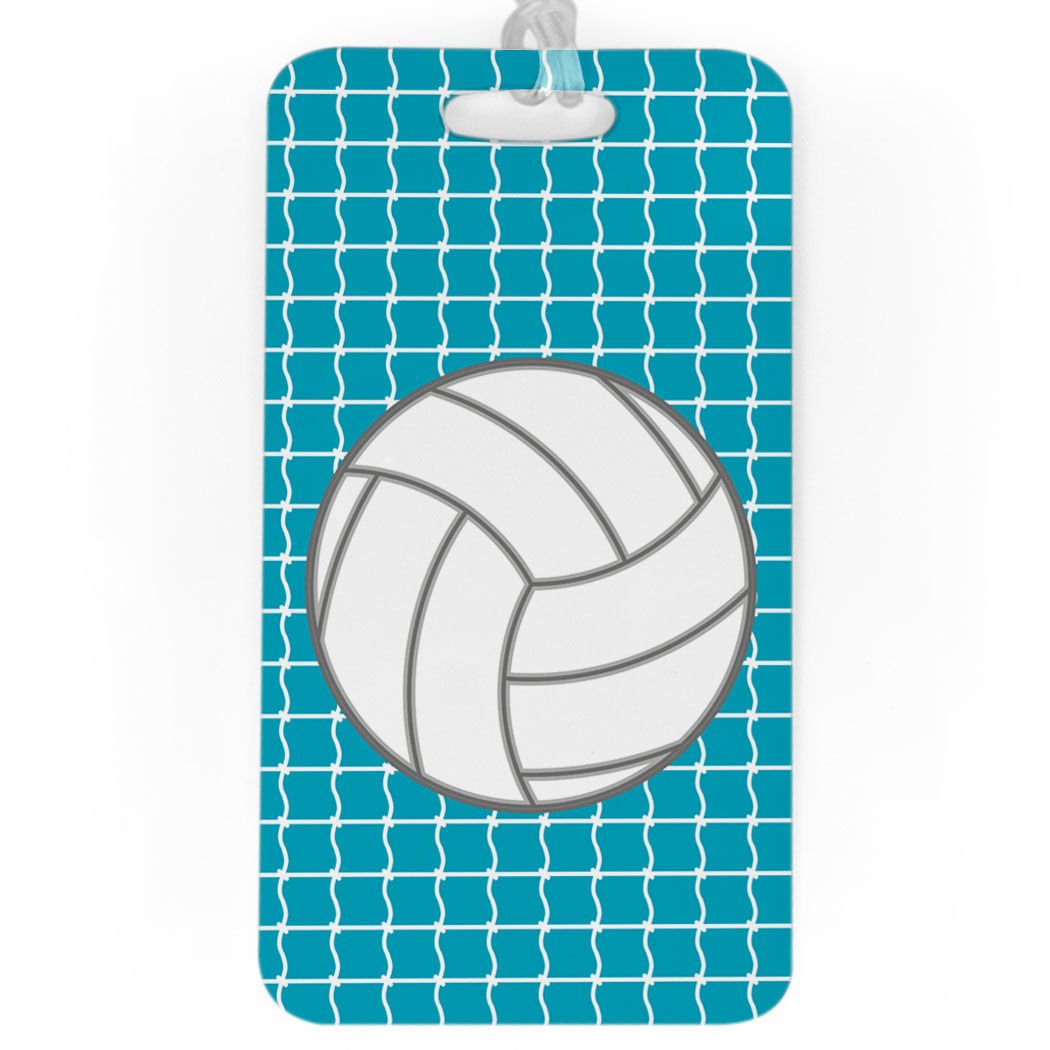 Custom Volleyball Luggage Tag & Bag Tag with Volleyball Net Pattern - Large Teal Travel Accessory for Sports Enthusiasts - Perfect for Gym Bags, Suitcases & Backpacks