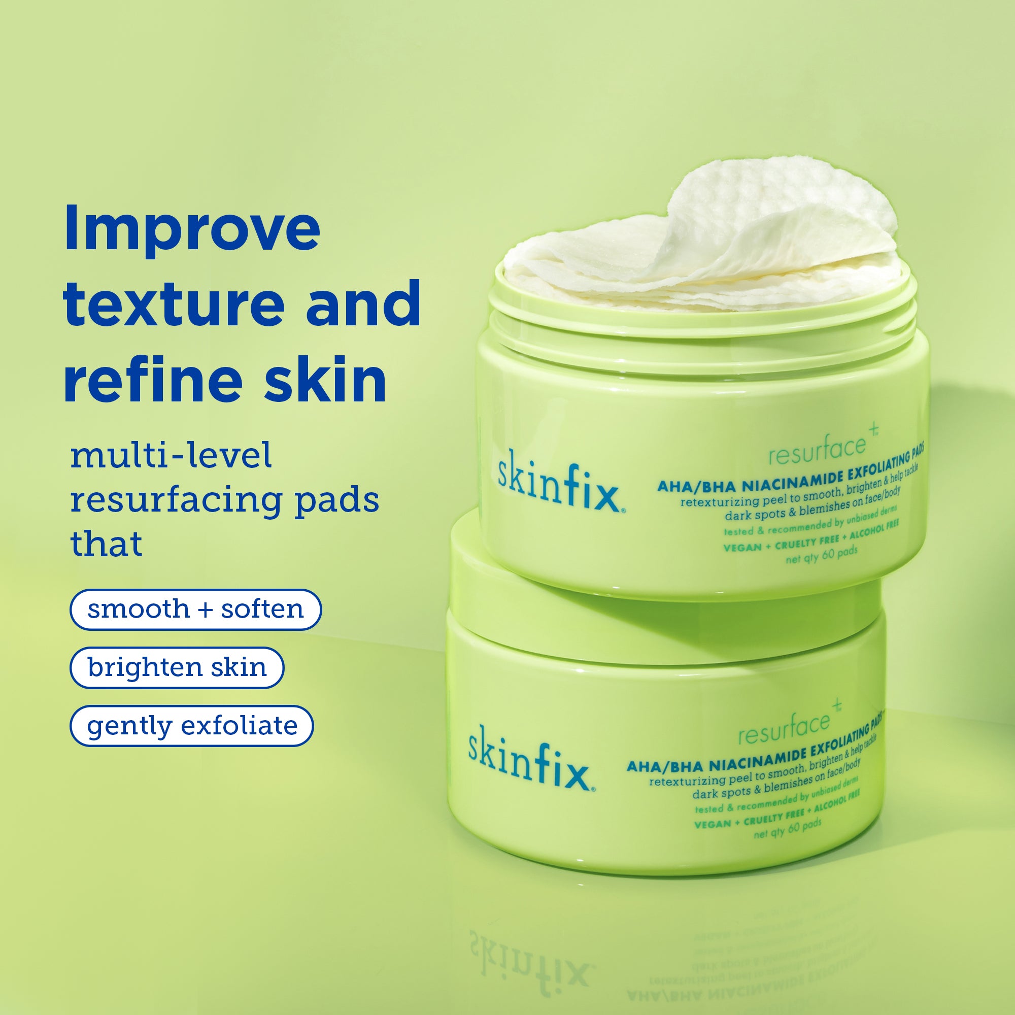 Resurface+ AHA/BHA Niacinamide Exfoliating Pads for Acne, Dark Spots & Pores - Exfoliating Face Pads for Clear Skin - Perfect for Daily Skincare Routine & Travel