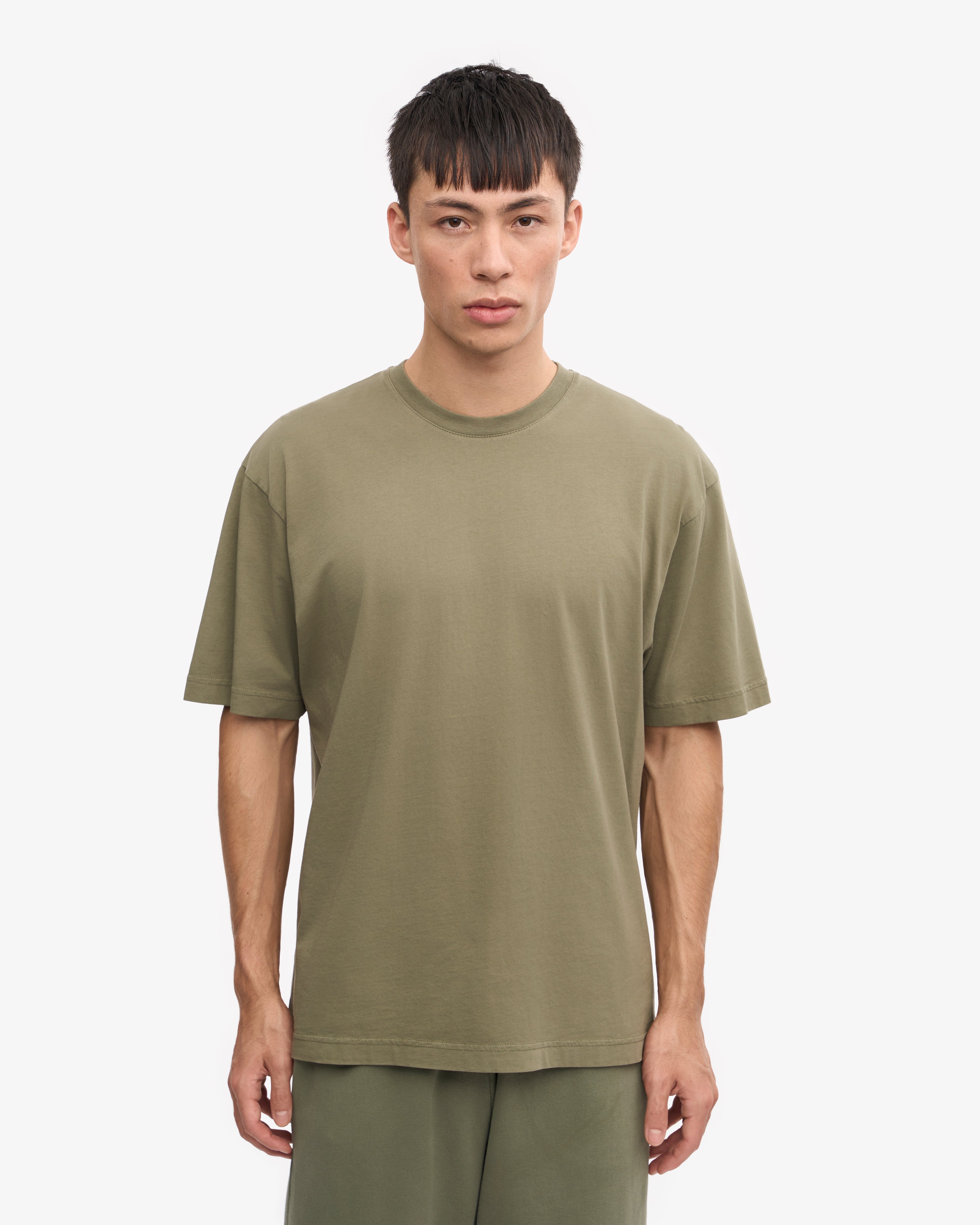 Organic Oversized T-Shirt for Women - Soft Cotton Comfort Fit - Dusty Olive Green - Perfect for Casual Wear, Loungewear & Street Style