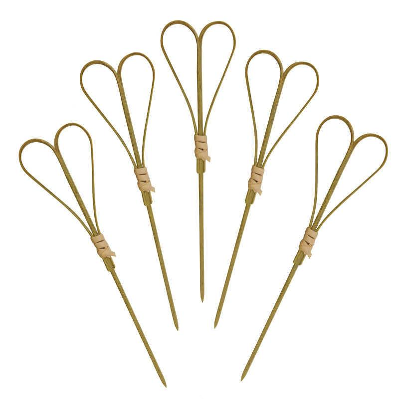 BarConic® 100-Pack Heart-Shaped Bamboo Cocktail Picks - Eco-Friendly Drink Stirrers for Parties, Weddings & Home Bars - Perfect for Cocktails, Appetizers & Charcuterie Boards