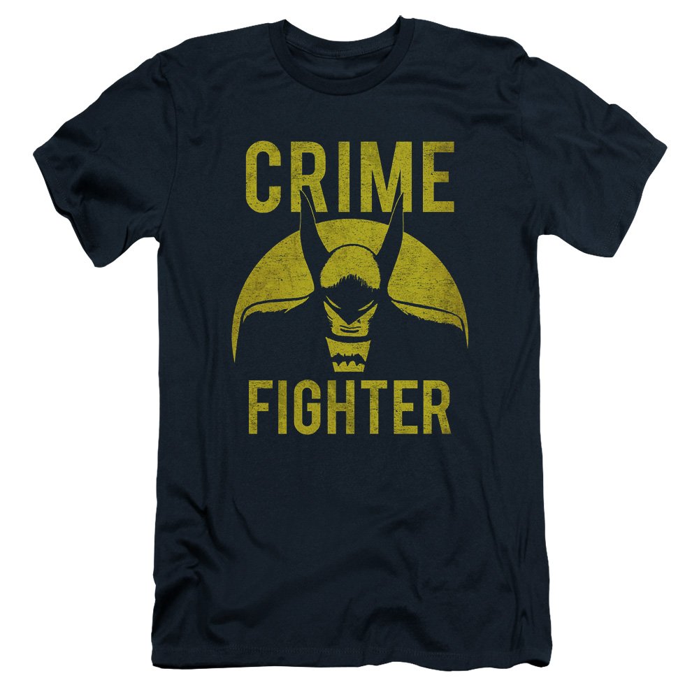 Trevco DC Fight Crime Short Sleeve T-Shirt for Adults - Navy Blue Cotton Tee, Medium Size | Superhero Comic Book Style for Casual Wear & Cosplay