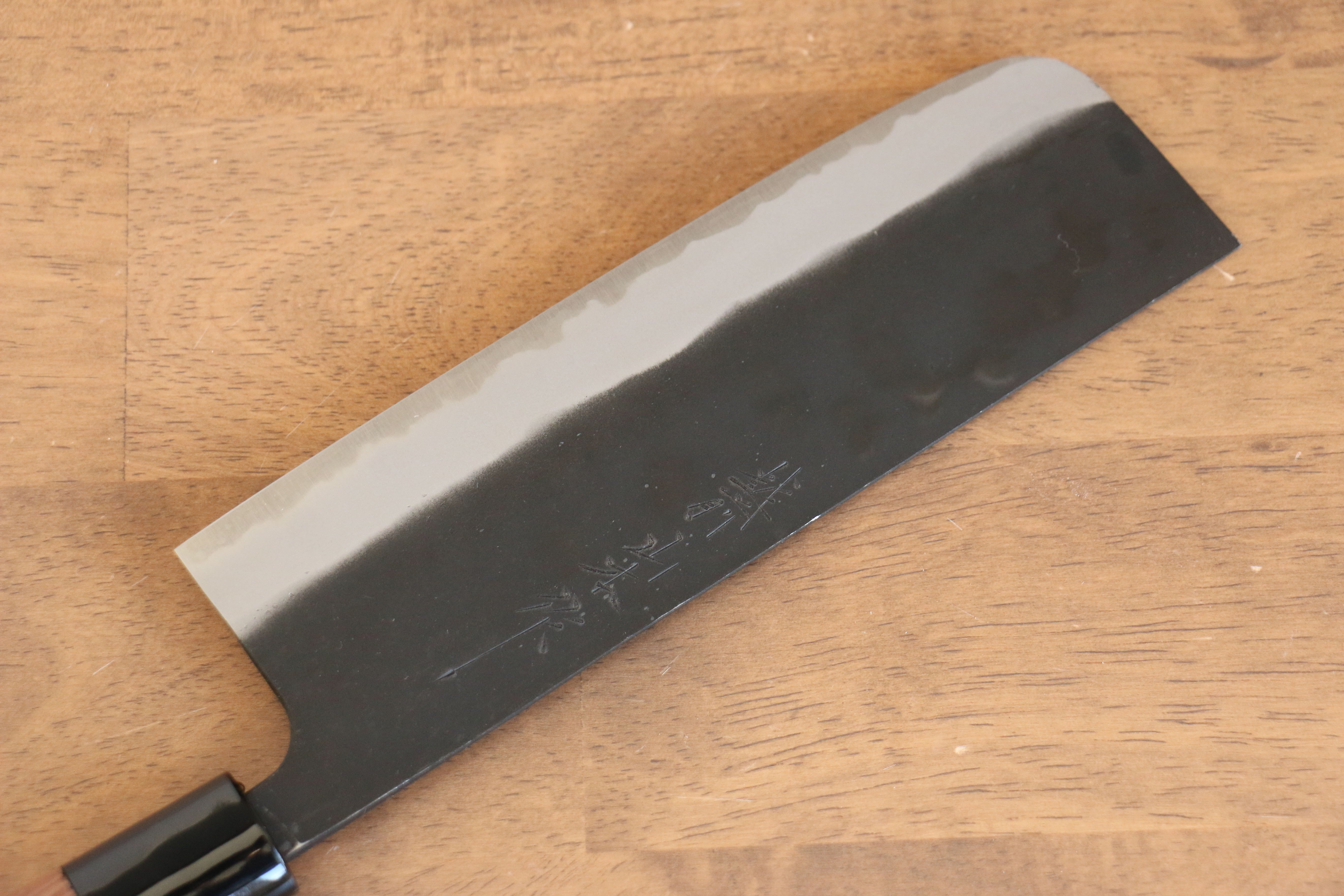 Nao Yamamoto 180mm White Steel Kurouchi Nakiri Knife with Walnut Handle - Professional Japanese Vegetable Knife for Home Chefs & Sushi Preparation