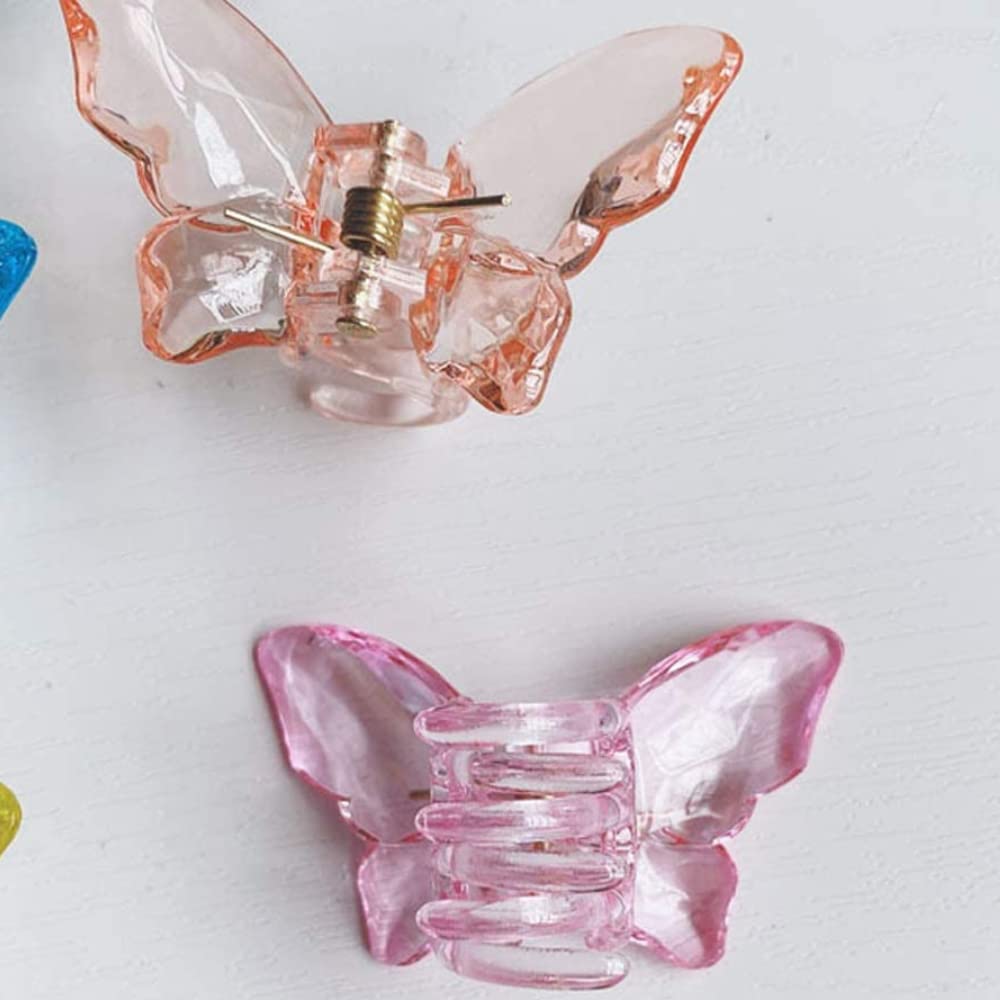 RSJ TRADERS - 6 Pcs Crystal Butterfly Hair Claw Clips, Jaw Clips Hair Accessories for Women & Girls, Plastic Hair Clamps (Random Colors) - Perfect for Parties, Weddings, School & Daily Hairstyling