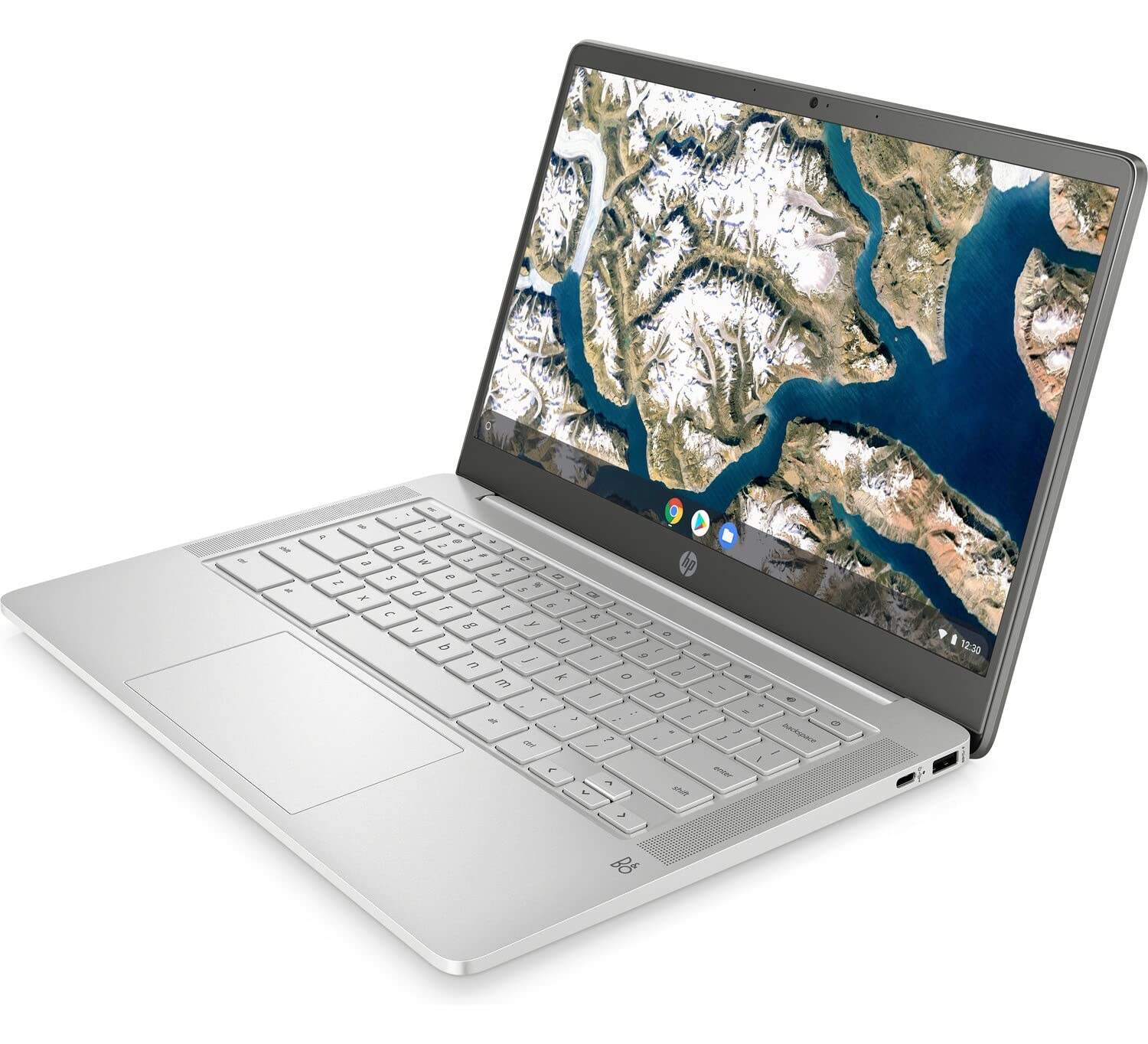 HP Chromebook 14a-na0009ca 14-inch Laptop - Intel Celeron N4020, 4GB RAM, 32GB eMMC, UHD Graphics 600, Bluetooth, WiFi, USB-C, Webcam - Google Chrome OS (Renewed, Mineral Silver) | Perfect for Students, Remote Work & Light Computing