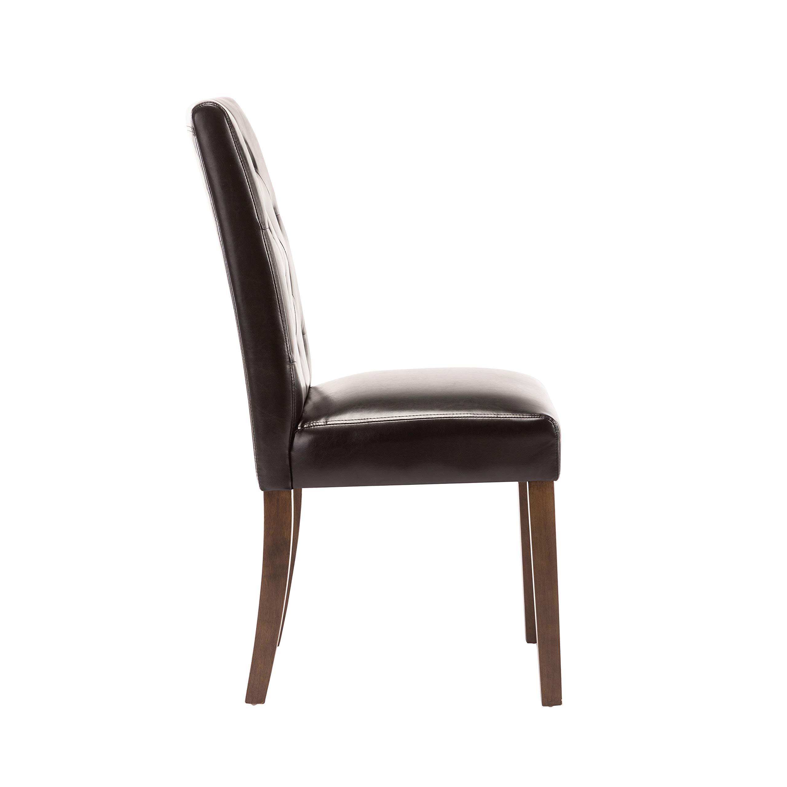 Porthos Home Hough Set of 2 Modern Dining Chairs - Tall Back PU Leather Upholstered, Button Tufted Design with Sturdy Rubberwood Legs, Armless Space Saving for Small Dining Rooms, Kitchens, Breakfast Nooks & Compact Spaces