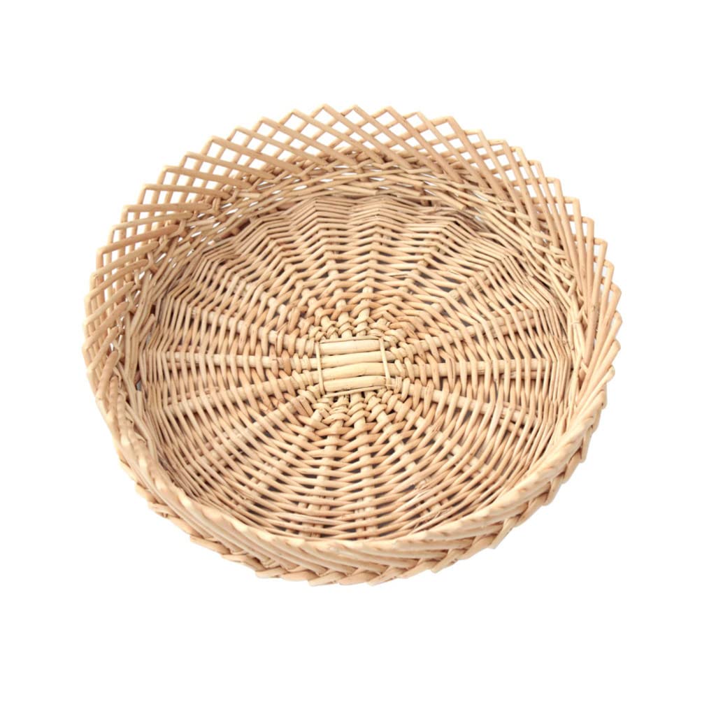 Handmade Wicker Bread Basket - Natural Woven Storage Basket for Bread, Fruits & Vegetables - Rustic Kitchen & Restaurant Serving Display Basket for Home, Bakery or Cafe Decor