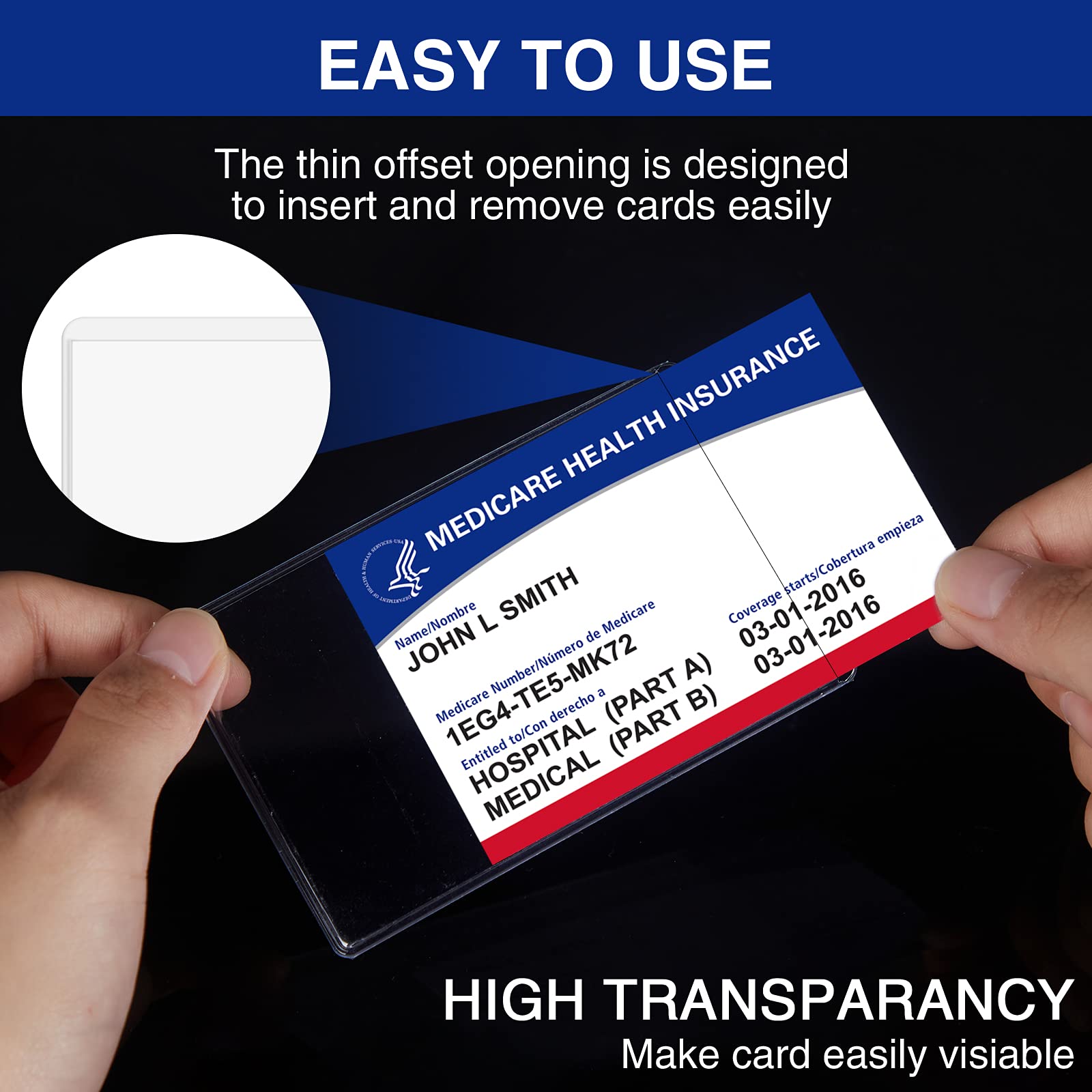 6 Pack Waterproof Plastic Card Protectors - 12 Mil Business Card Sleeves for Medicare, Credit, Social Security & ID Cards | Durable Wallet Organizer for Everyday Use & Travel Essentials