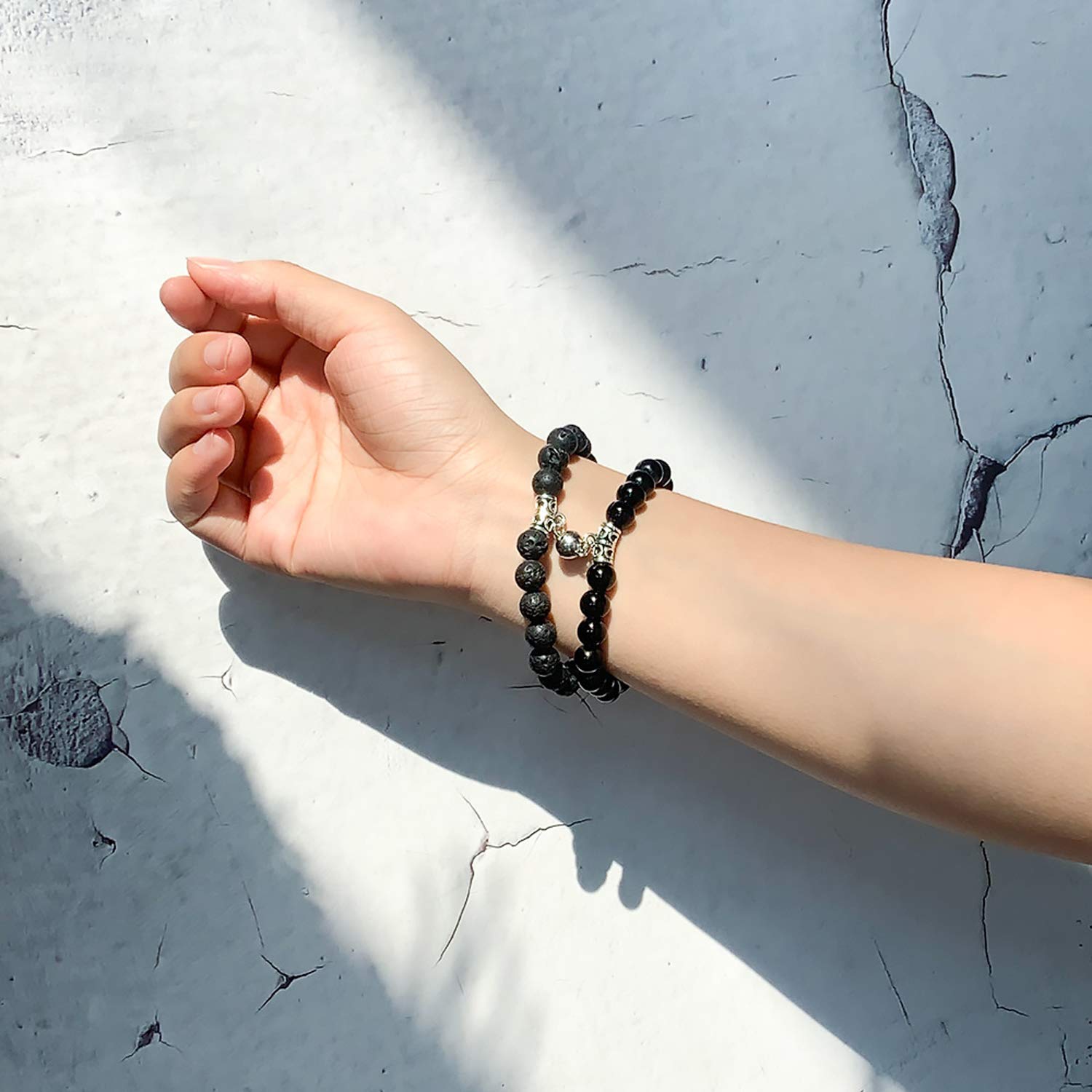 Natural Stone Beads Couple Bracelets Set for Women & Men - Matching Friendship Jewelry for Lovers, Yoga & Meditation Accessories - Perfect for Anniversaries, Valentine's Day & Spiritual Healing