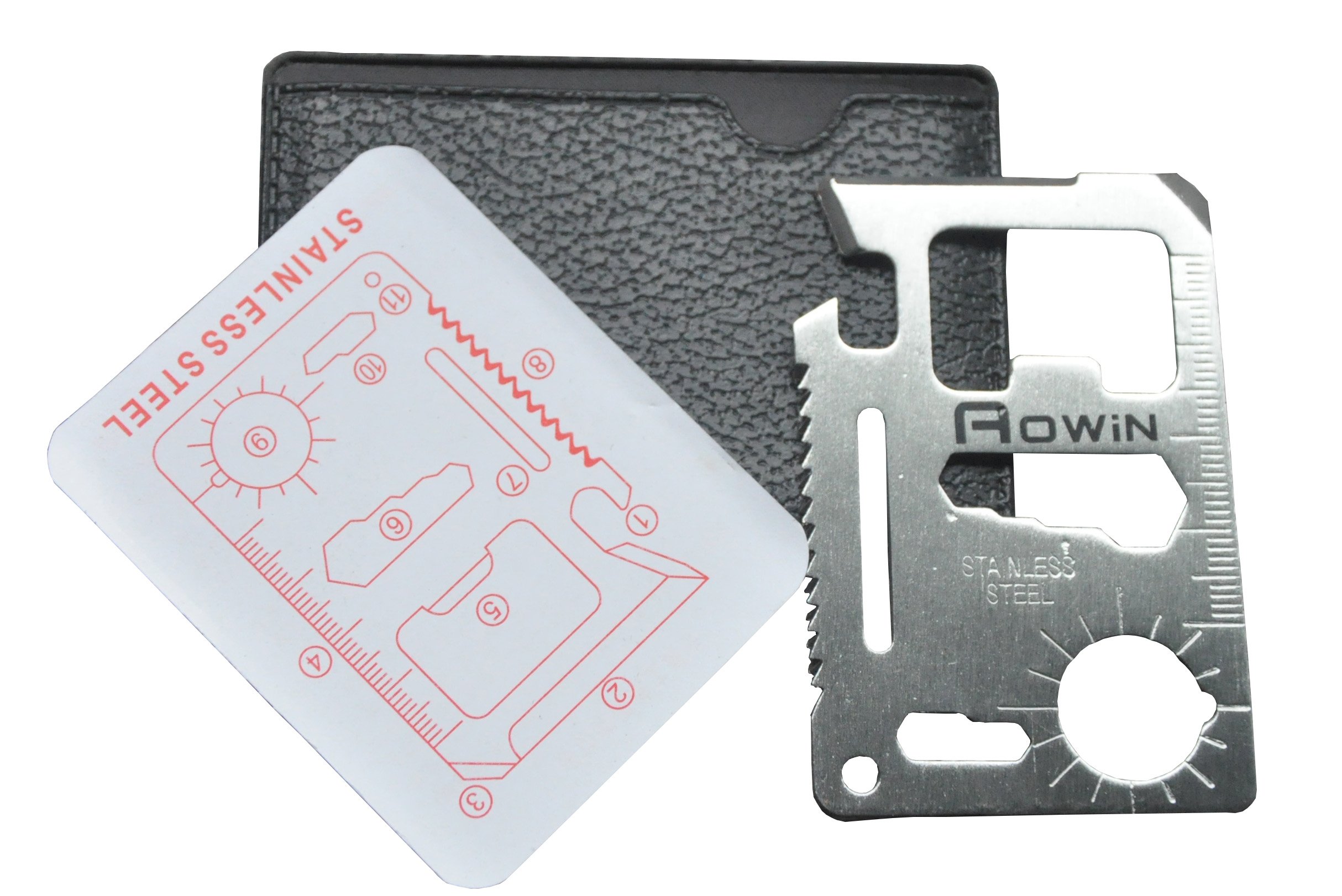 Aowin 2 Pack 11-in-1 Stainless Steel Pocket Tool Knife Card - Multi-Function Survival Knife & Camping Knife Card Kit for Outdoor Adventures, Emergency Preparedness, and Everyday Carry (EDC)