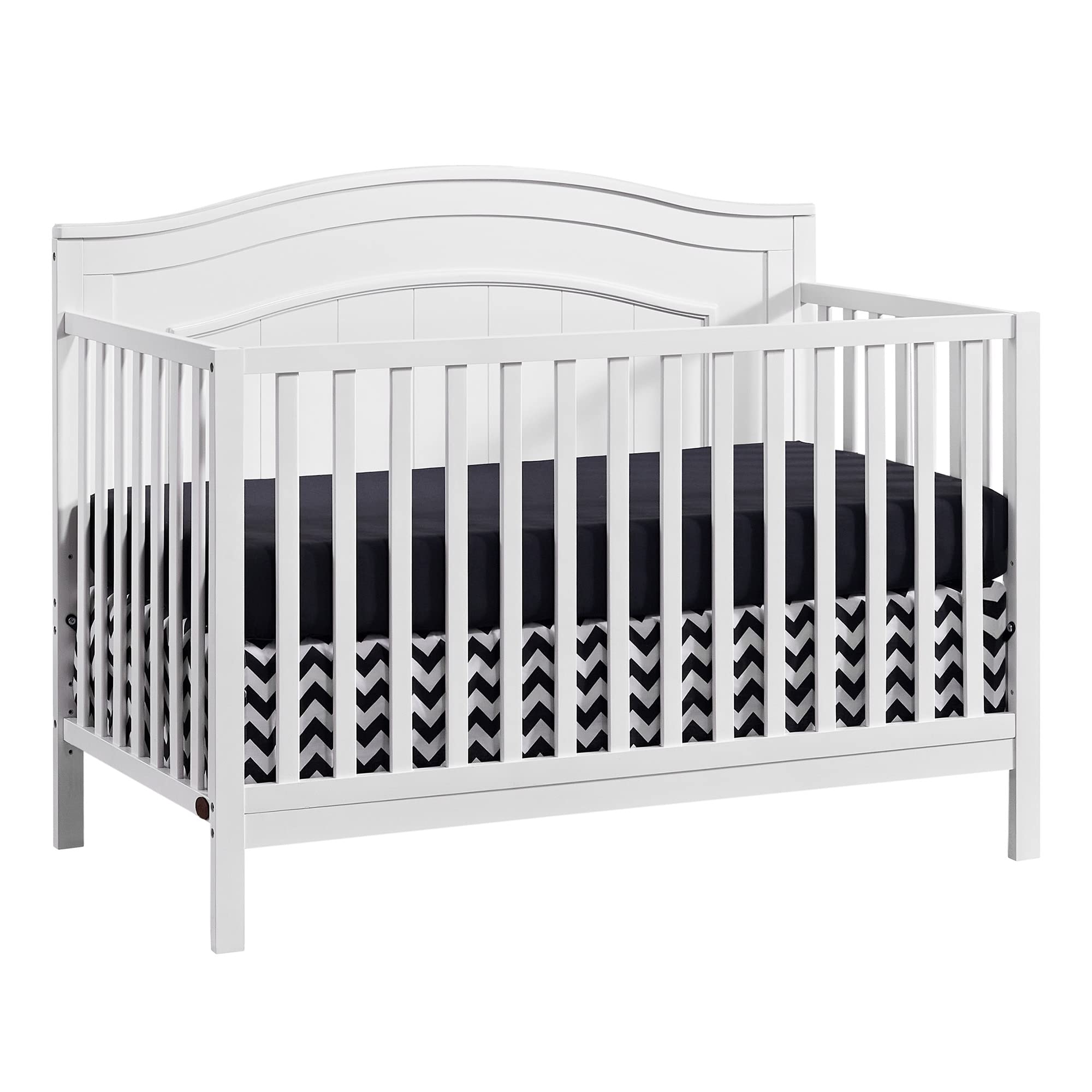 Oxford Baby Nolan 4-in-1 Convertible Crib - Snow White | Greenguard Gold Certified | Safe Nursery Bed for Newborns, Toddlers & Kids | Perfect for Nursery, Daycare & Guest Rooms