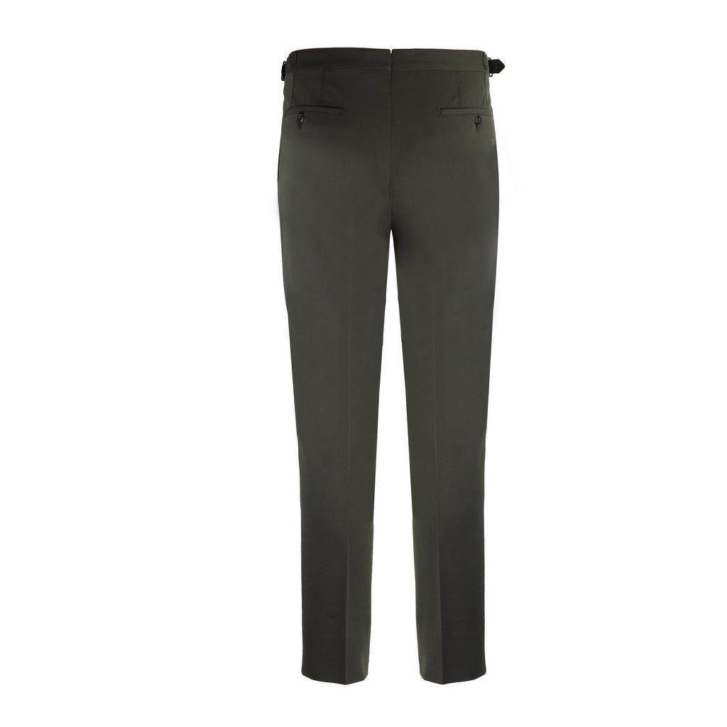 CORNELIANI Men's Pleat Side Adjustable Trousers in Khaki Green - Premium Dress Pants for Business, Office & Formal Occasions