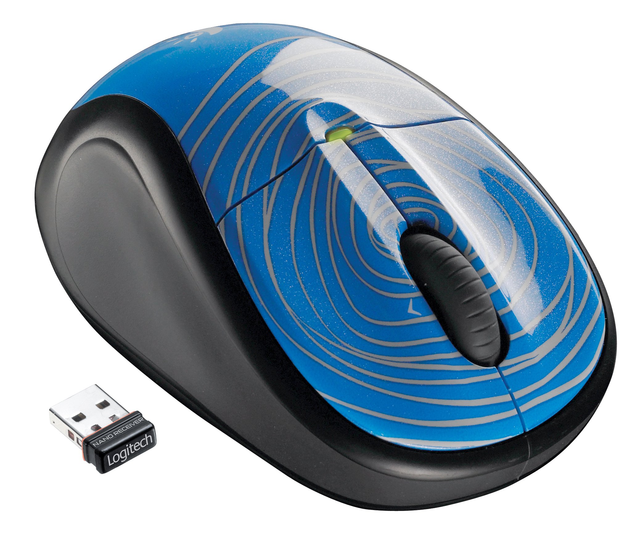 Logitech M305 Wireless Mouse - Blue Swirl Design, 2.4GHz USB Receiver, 12-Month Battery Life for Laptop, PC, Mac - Perfect for Office, Home & Travel Use