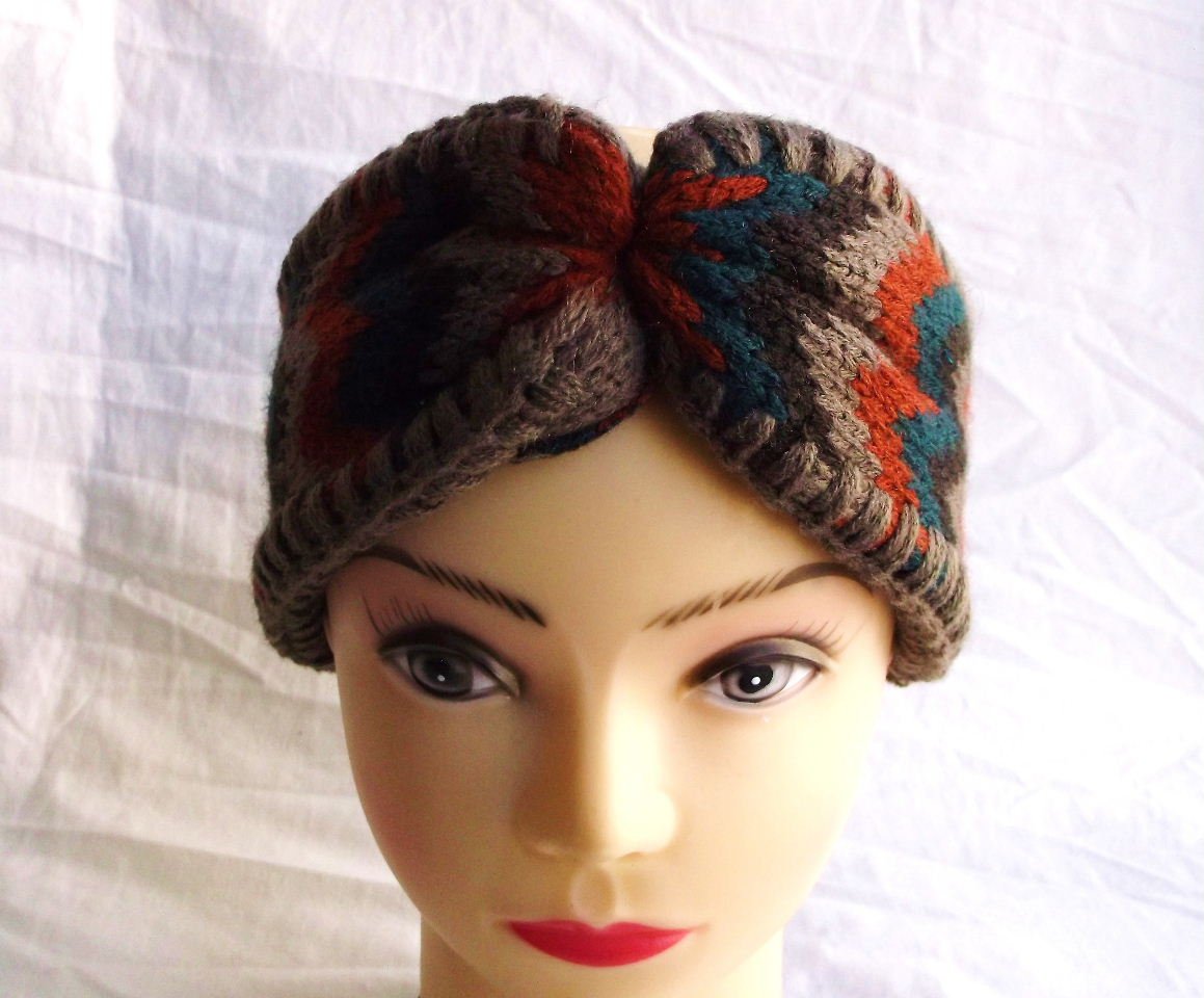 Orange Brown Crochet Headband for Women - Boho Hair Accessory for Yoga, Running, and Everyday Fashion