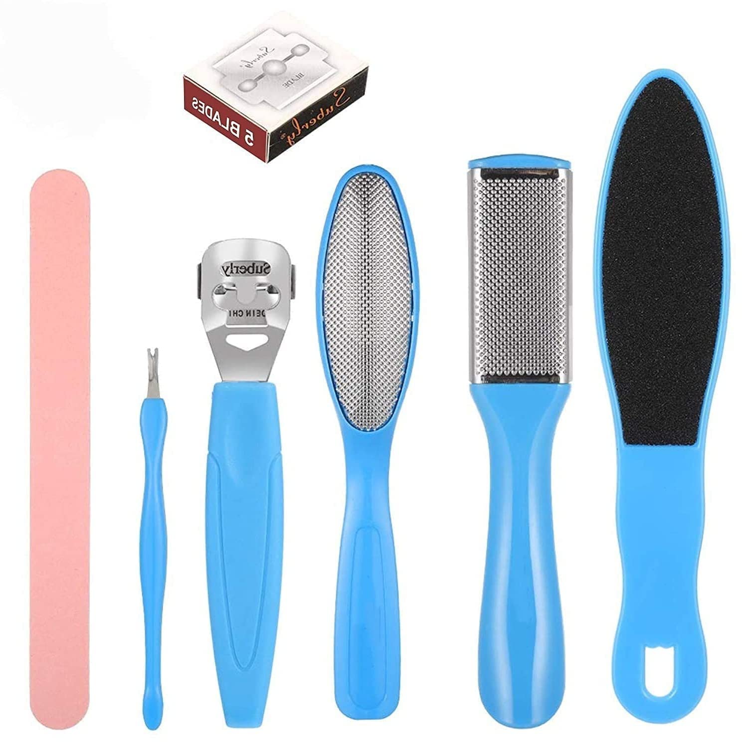 KAYI 8-in-1 Professional Pedicure Kit for Soft Feet - Callus Remover, Foot File, Nail Repair Tools & Foot Scrubber for Dead Skin Removal - Perfect for Home Spa, Salon Care & DIY Nail Maintenance