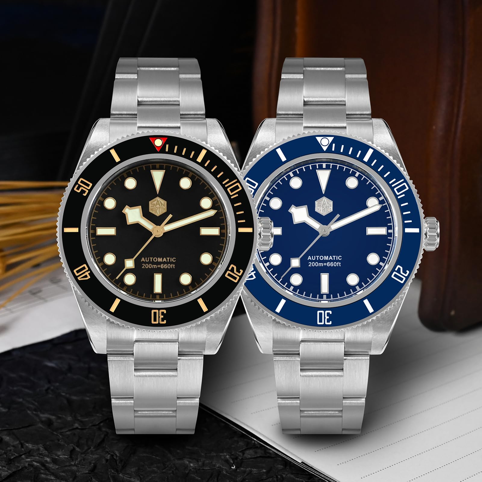 San Martin Men's Automatic Dive Watch with NH35 Movement - 40mm Stainless Steel Case, 20Bar Waterproof, Sapphire Crystal & Luminous Hands - Perfect for Scuba Diving, Swimming & Everyday Wear