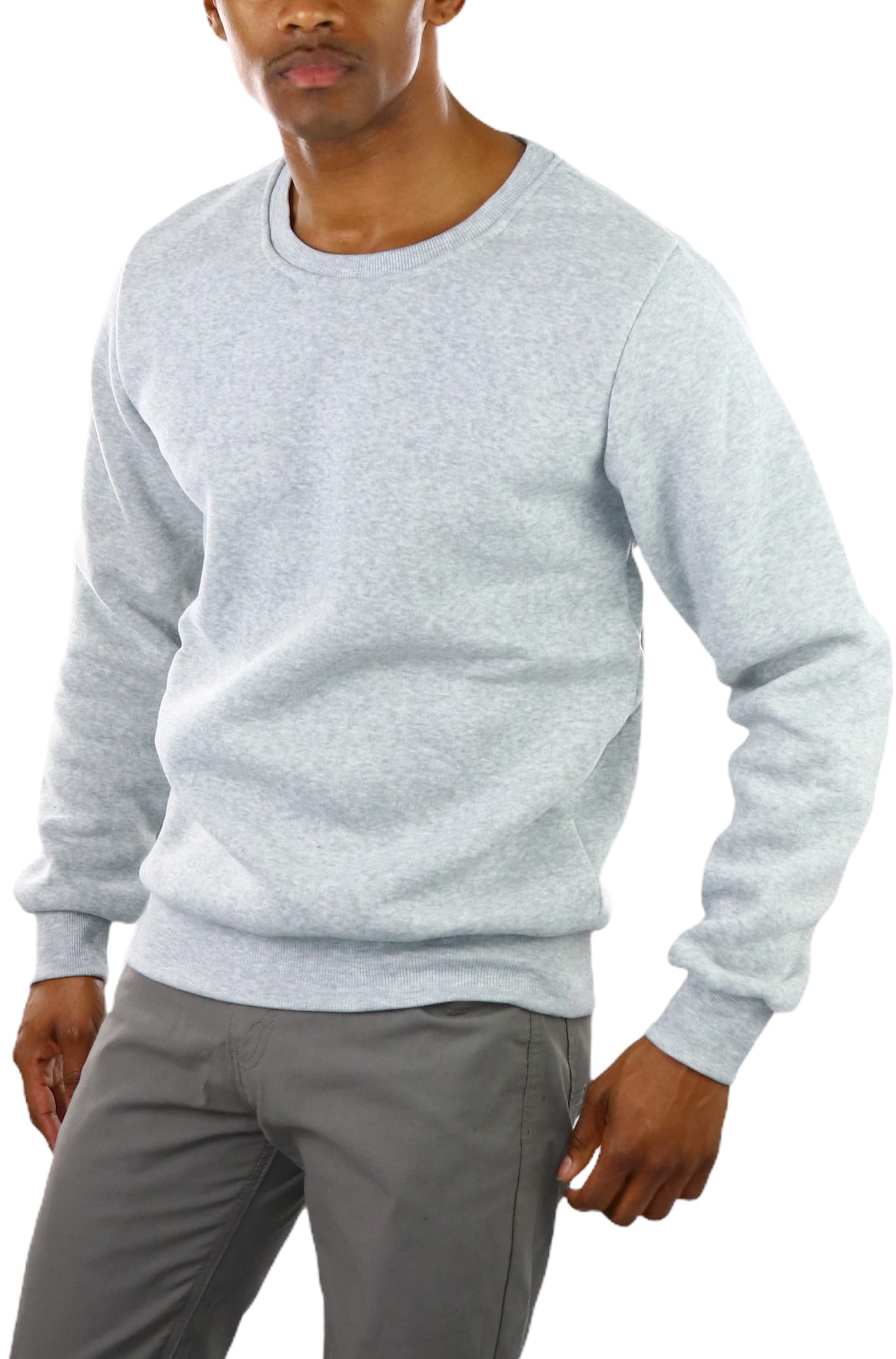 ToBeInStyle Men's Long Sleeve Crew Neck Cotton-Poly Blend Sweatshirt | Comfortable Casual Pullover for Everyday Wear | Perfect for Work, Gym & Outdoor Activities
