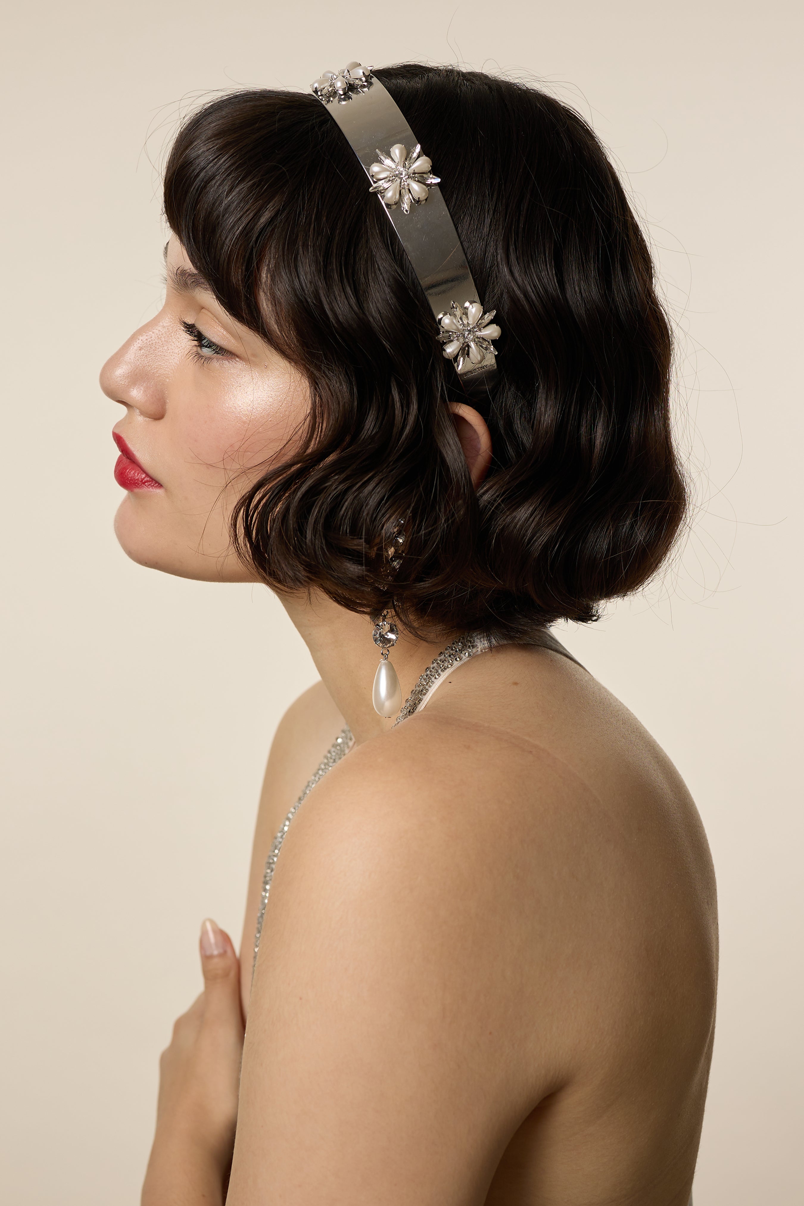 Elegant Pearl and Crystal Liv Petite Headband for Women - Perfect for Weddings, Parties & Special Occasions