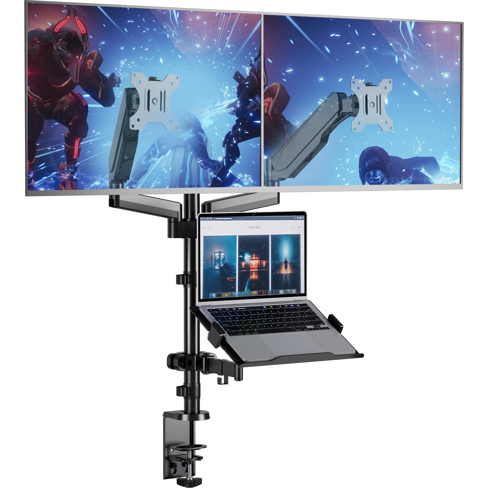 WALI Adjustable Spring Arm Dual Monitor Stand for 17
