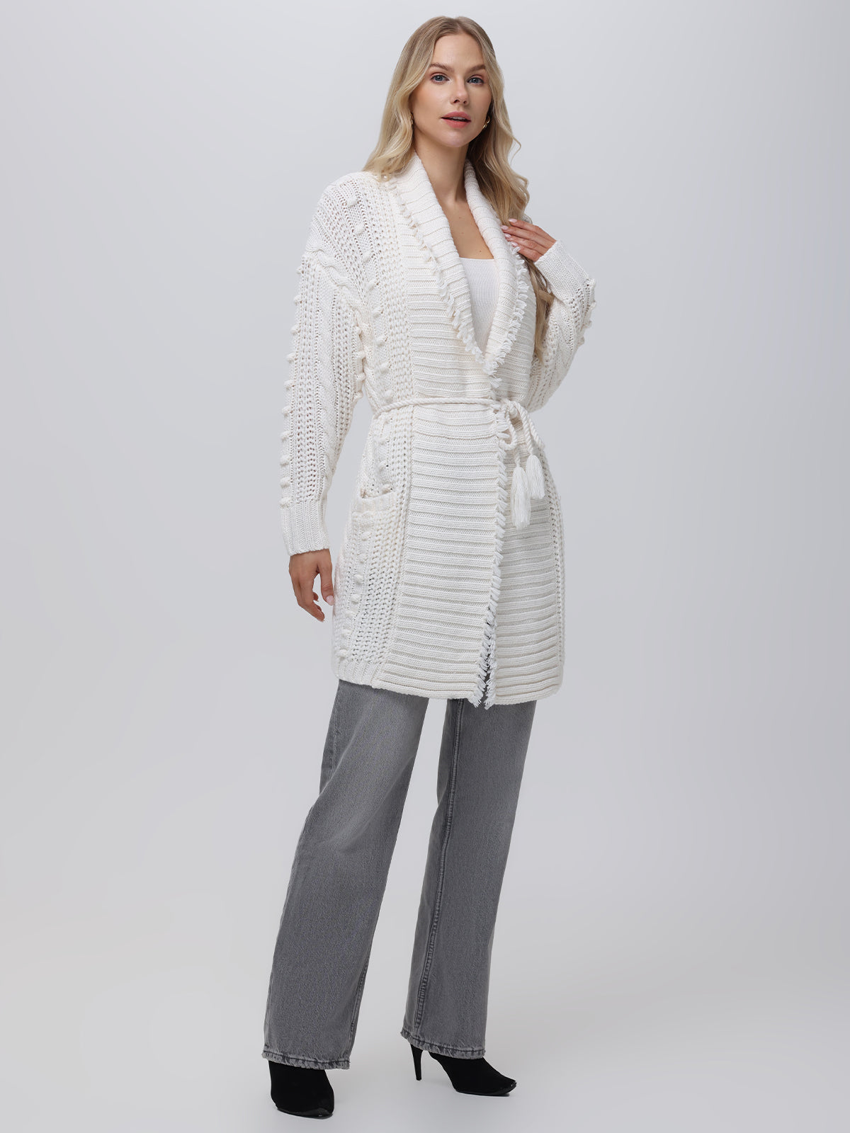 Penelope Women's Long Cable Knit Wrap Cardigan - Cozy Oversized Sweater for Fall & Winter, Perfect for Office, Lounge & Casual Outings