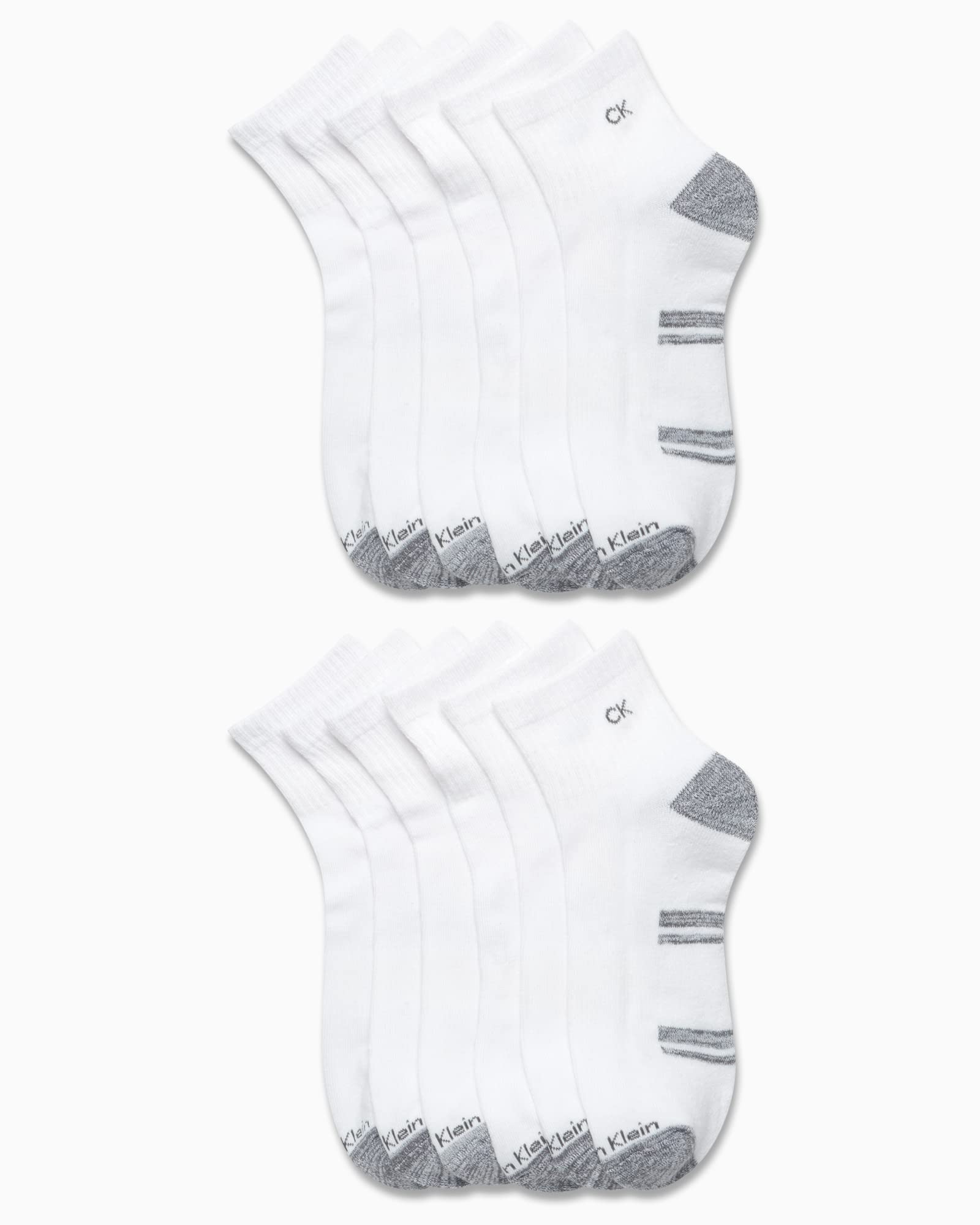 Calvin Klein Men's Athletic Cushioned Quarter Cut Ankle Socks - 12 Pairs Pack for Running, Gym & Everyday Comfort - Breathable Performance Socks for Sports & Casual Wear