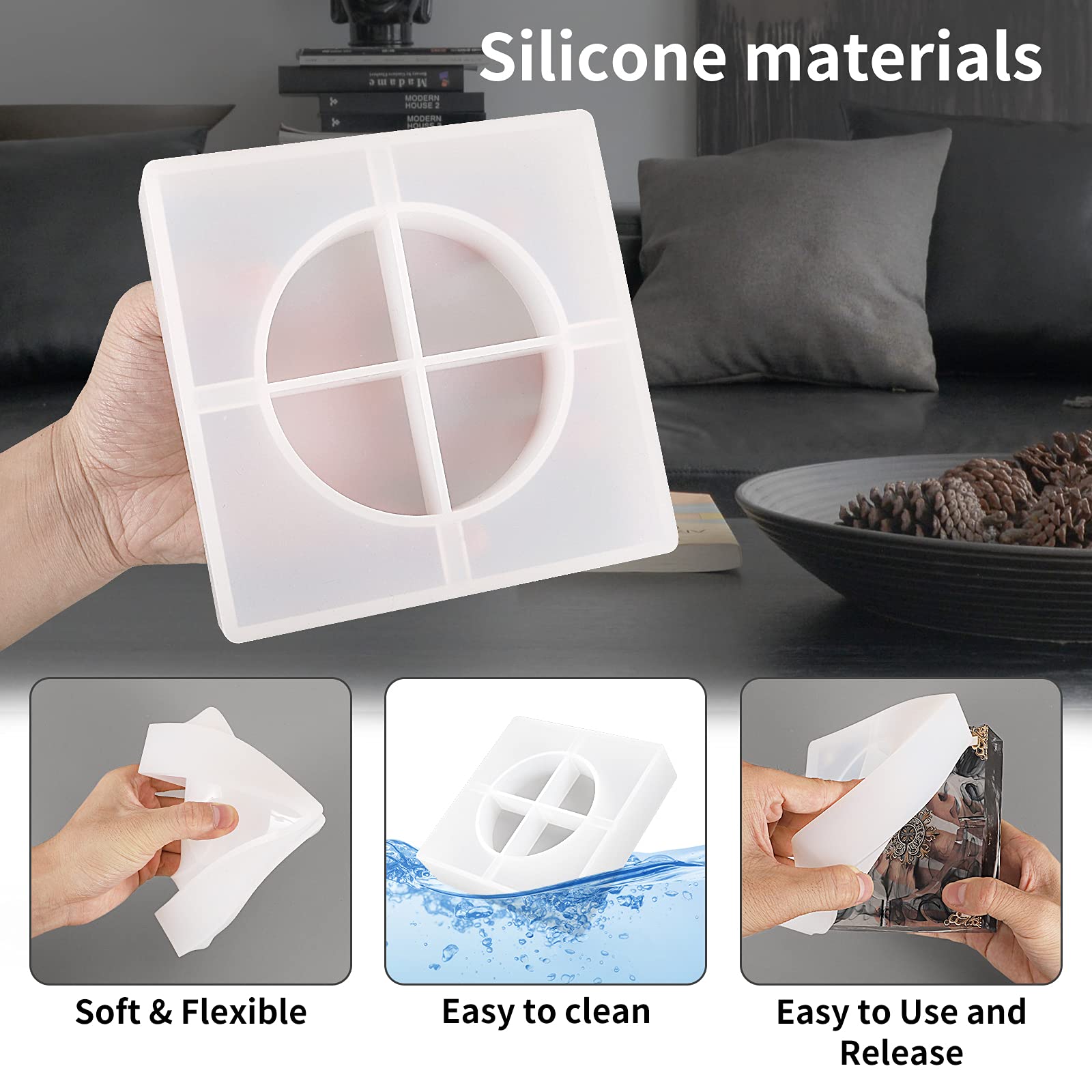 Premium Large Square Silicone Resin Mold - Ashtray & Spice Grinder DIY Epoxy Casting Mold for Resin Art, Candle Making, and Herb Grinder Projects - Perfect for Home Crafts and Gift Making