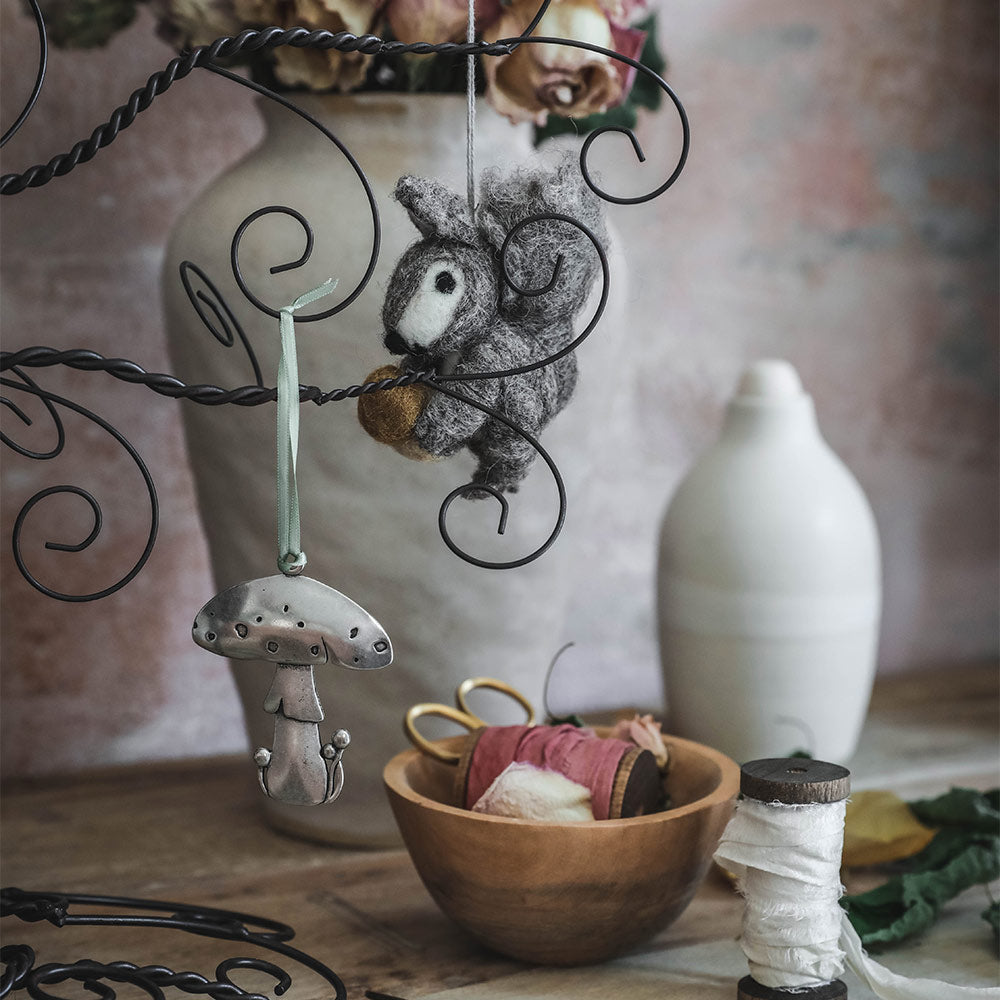 Handmade Pewter Mushroom Ornament - Unique Home Decor for Garden, Fairy Garden & Nature Lovers - Perfect for Gift Giving & Seasonal Display