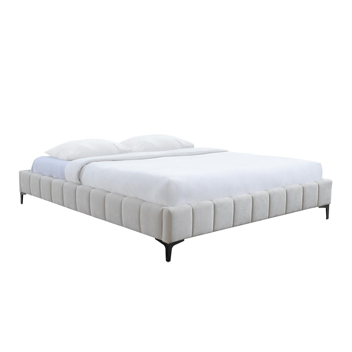 Georgia Fabric King Bed Frame - Upholstered Platform Bed with Wooden Slats, Noise-Free Support for Master Bedroom & Guest Room - Easy Assembly & Modern Design