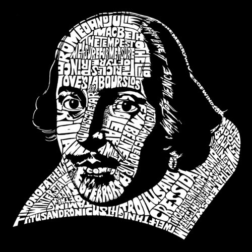 Women's Shakespeare Comedies & Tragedies Word Art Long Sleeve T-Shirt - Black X-Large - Perfect for Theater Lovers, Book Clubs & Literary Events