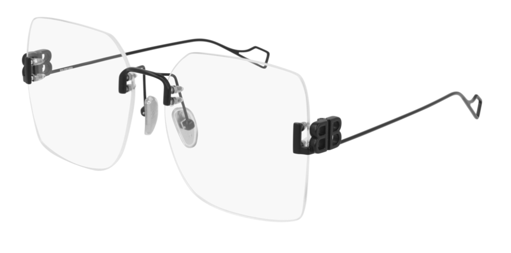 Balenciaga BB0113O 001 Black Square Rimless Metal Women's Eyeglasses | Fashion Sunglasses for Women | Perfect for Everyday Wear, Office & Outdoor Activities