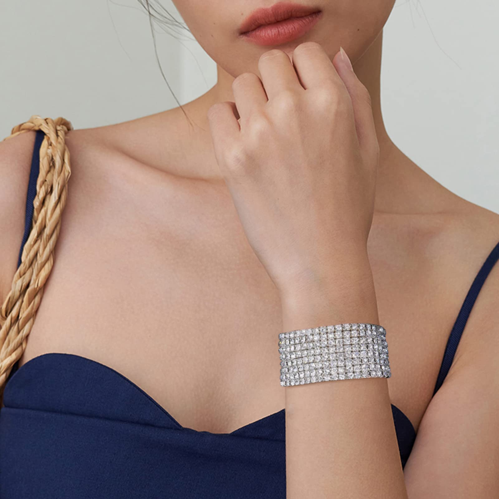 Zealmer Sparkle Multicolor Rhinestone Stackable Stretch Bracelets for Women - Fashion Jewelry for Parties, Weddings & Everyday Wear