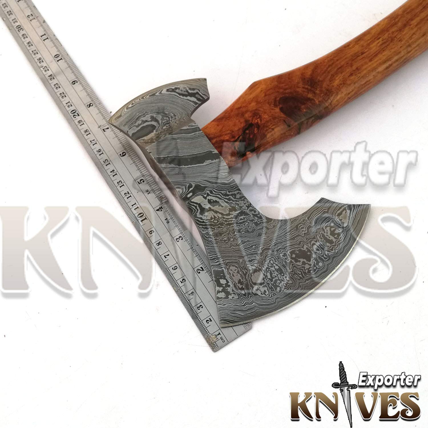 Premium Damascus Steel Axe with Rosewood Handle - Handcrafted Outdoor Camping & Survival Tool for Bushcraft, Wood Splitting & Wilderness Adventures