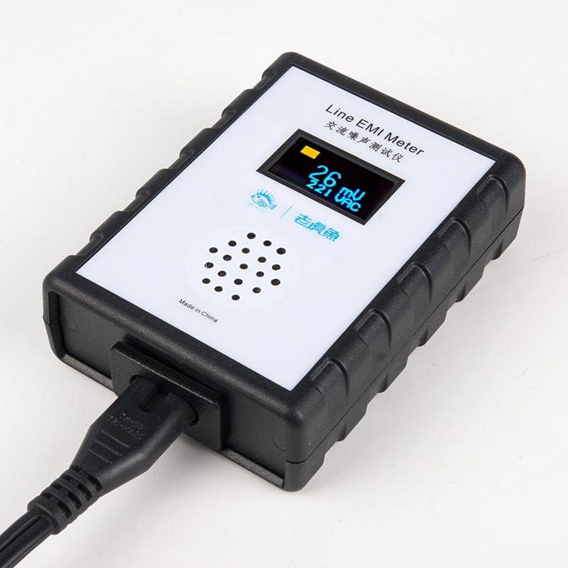 OLED Display Mains Noise Tester - EMI Measuring Instrument with Broadband AC Power Supply | Ripple Analyzer & Line EMI Meter for Home/Industrial Electrical Safety Testing