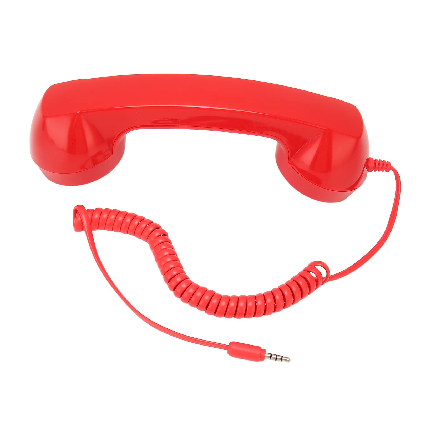 Vintage Retro Phone Handset with 3.5mm Jack - Radiation Proof Mobile Phone Receiver for iPhone Android Smartphones & Computers - Perfect for Office, Home & Gaming (Red)