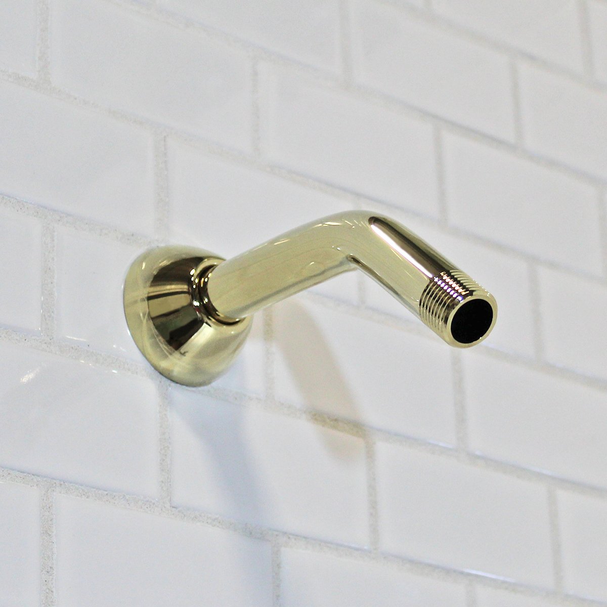 Speakman S-2500-PB 7-Inch Polished Brass Shower Arm and Flange Set - Modern Bathroom Fixture for Shower Renovation & Home Upgrade - Perfect for Spa-Like Experience and Luxury Bathroom Decor