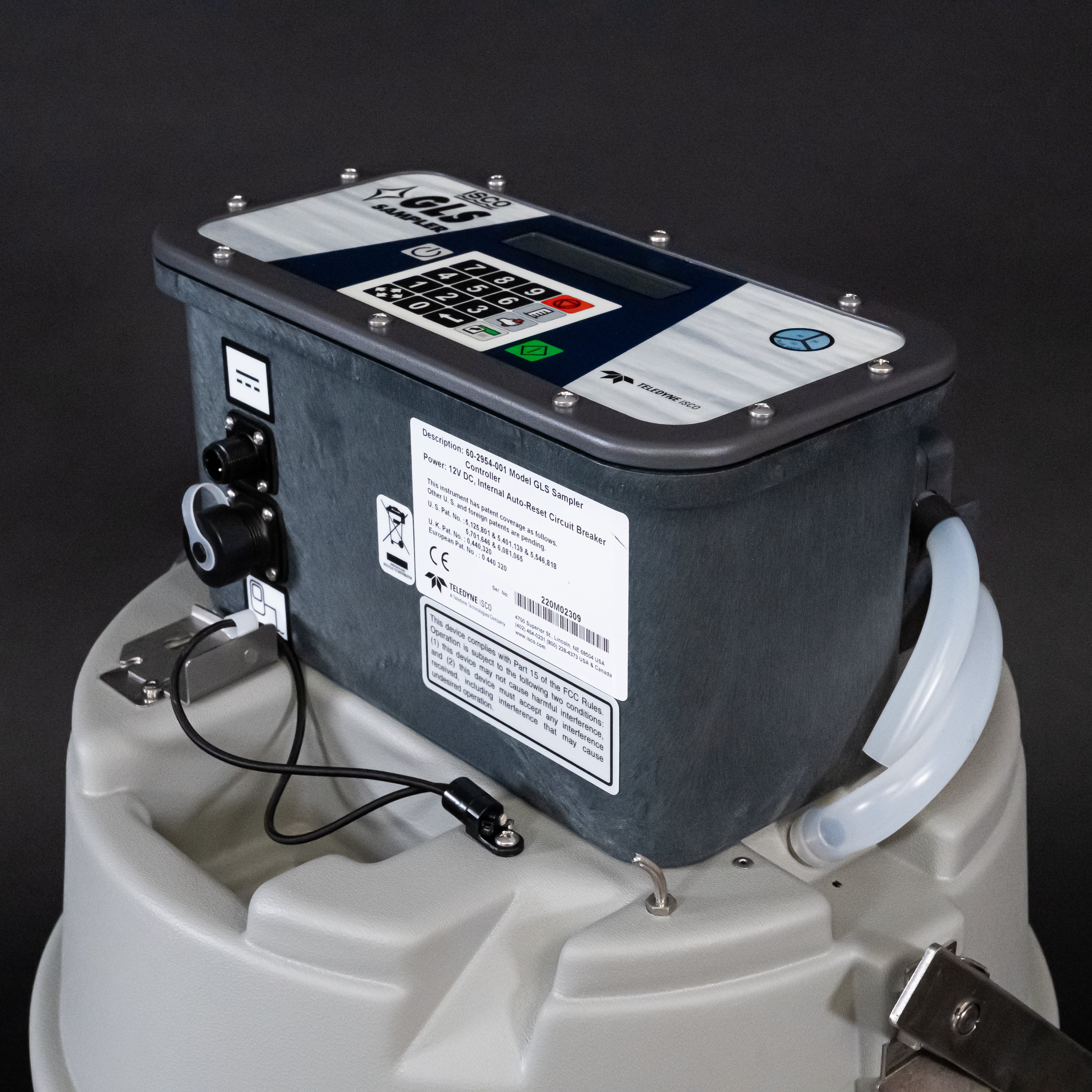 GLS Portable Composite Sampler with 2.5 Gallon Glass Bottle - Water Testing Kit for Environmental Monitoring & Laboratory Use